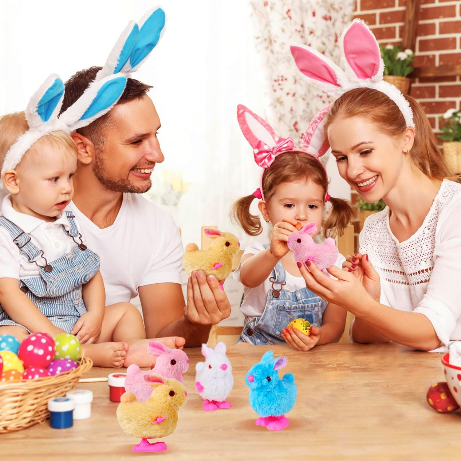 Chick Bunny Wind up Toys for Kids, 4 PCS Clockwork Novelty Jumping Hopping Toy f