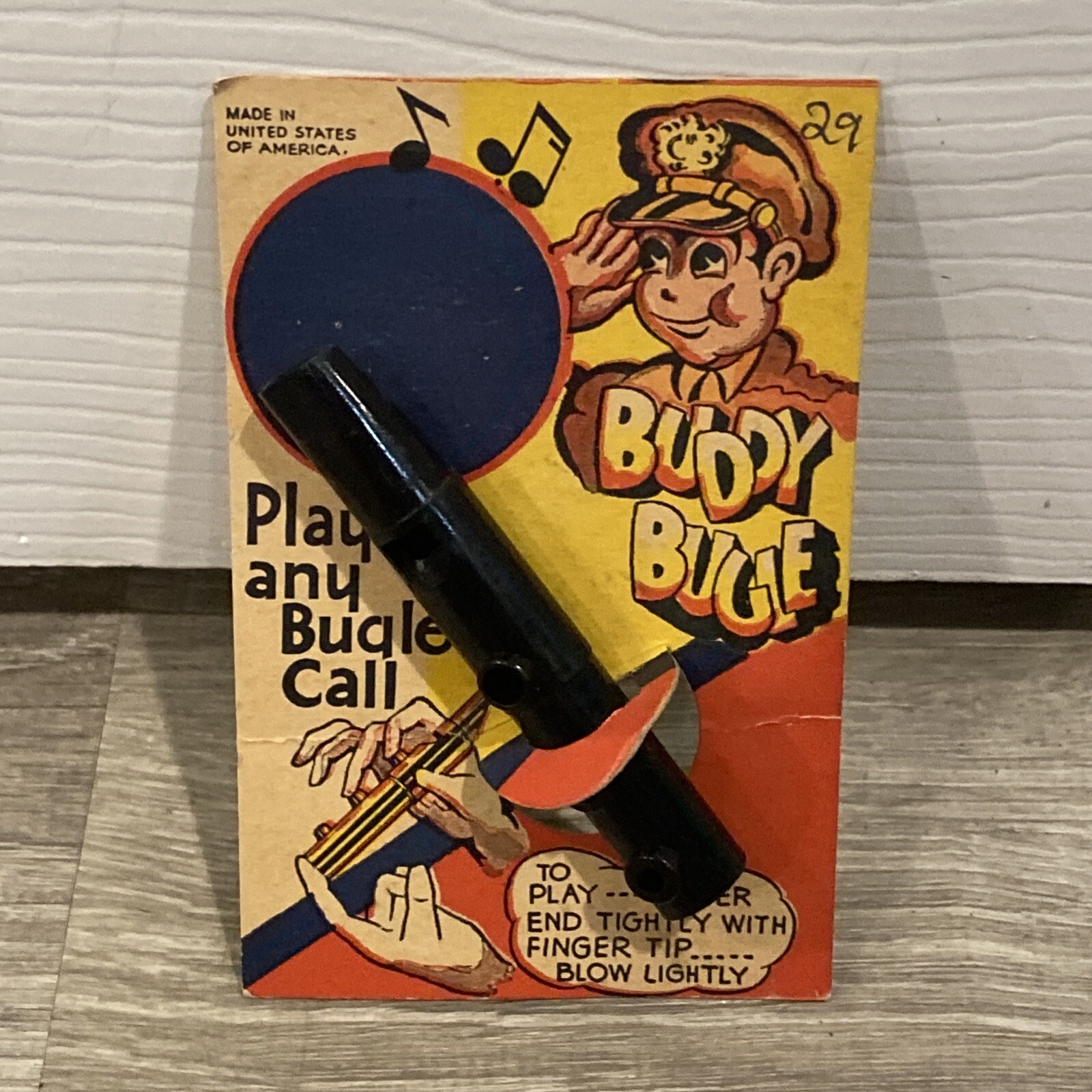 Rare 1930’s Buddy Bugle On Card. Made in USA NEW OLD STOCK (NOS)