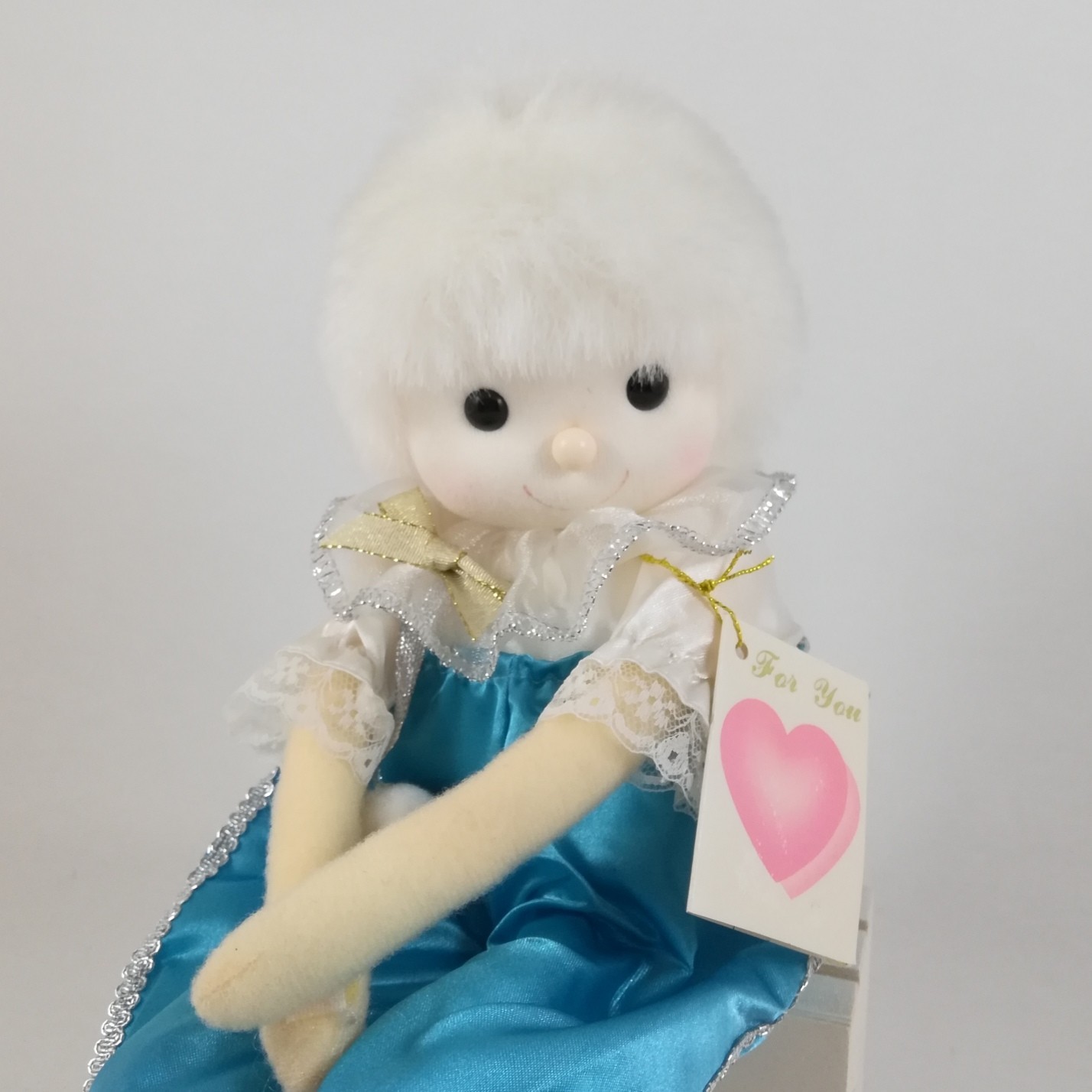 Vintage Poter Wind Up Musical Doll Clown with Card Sankyo Japan 1986