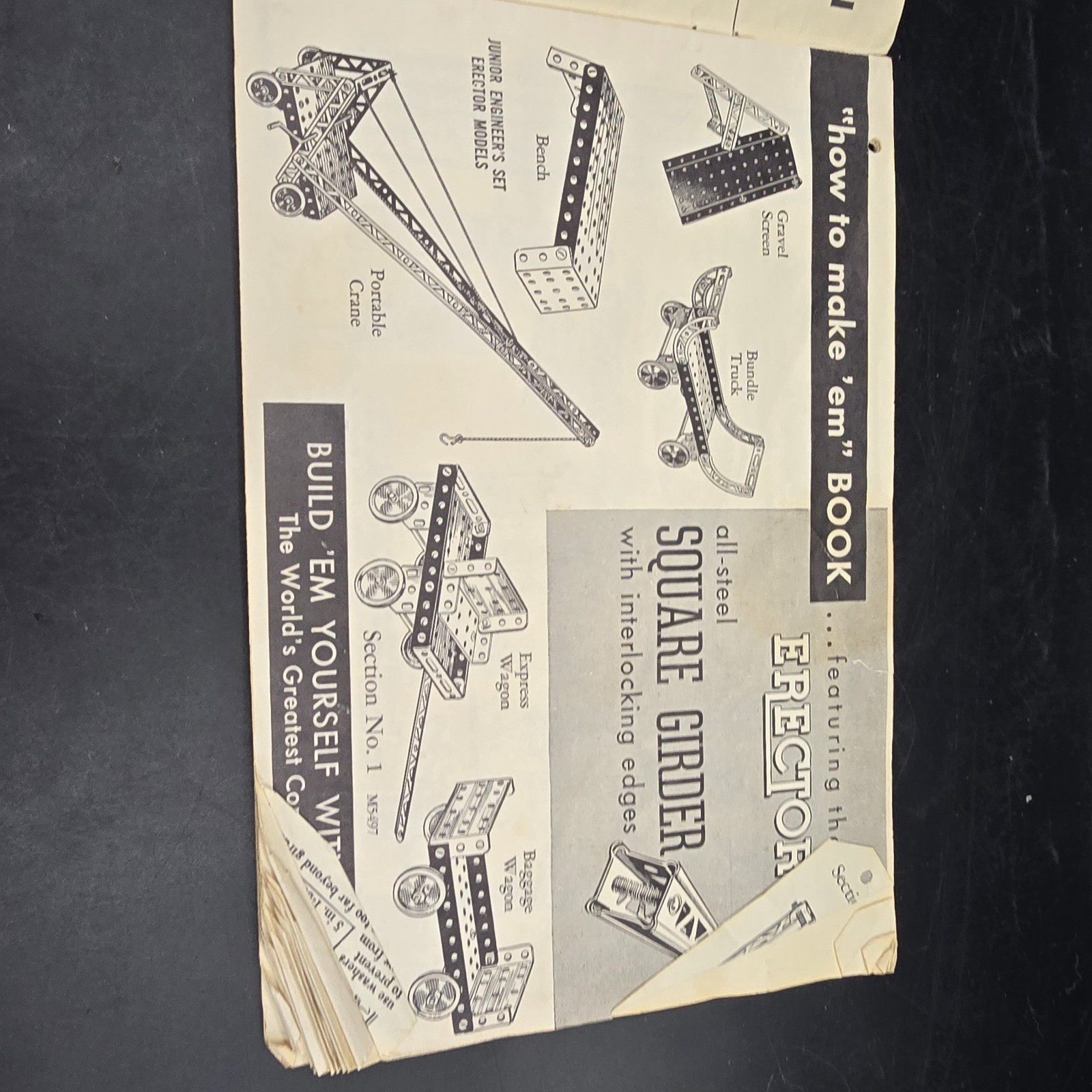 1959 Gilbert Erector Instruction Book #M4712 -Basic instruction book – many sets