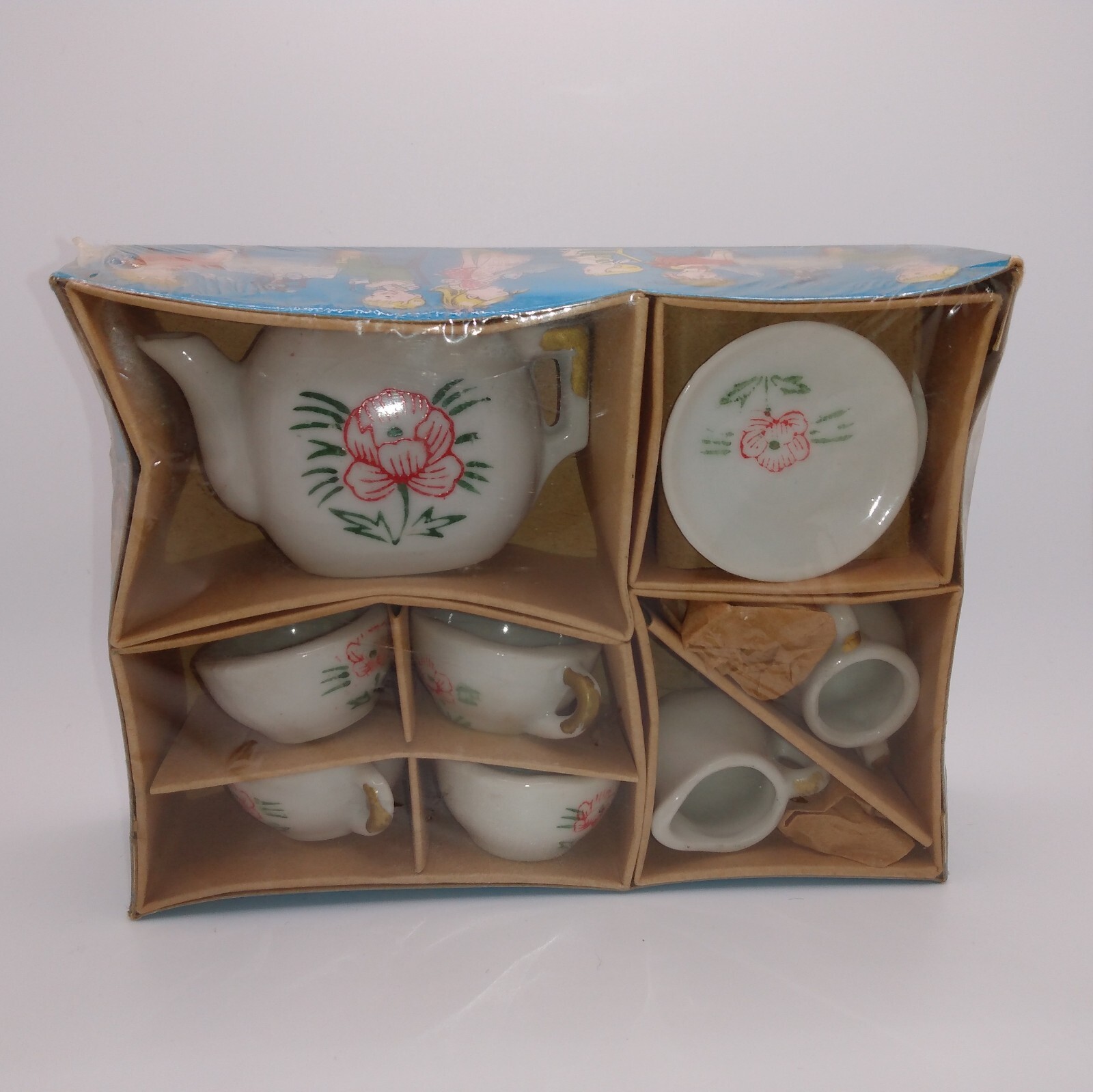 Vtg. 1950’s Maple Brand Children’s Porcelain Tea Set Unopened In Original Box…