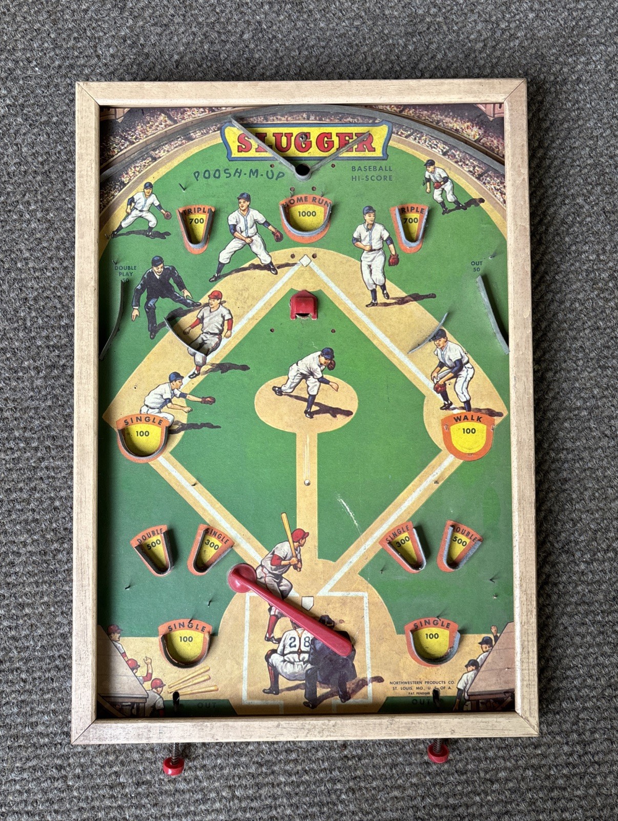 Vintage Poosh-M-Up Slugger Toy Baseball Game Northwestern Products St. Louis MO