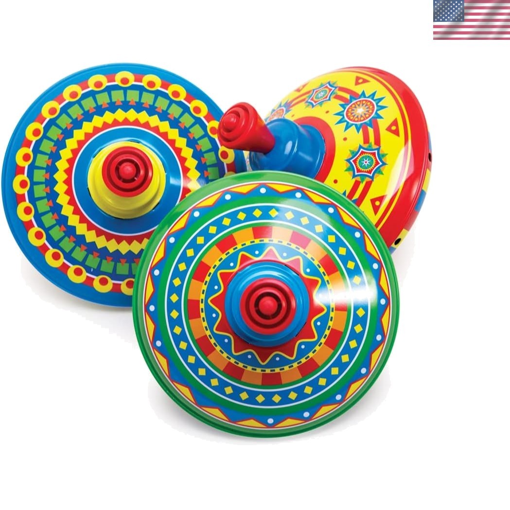 Assorted Colors Vintage Mini Tin Spinning Top – Perfect for Children’s Play