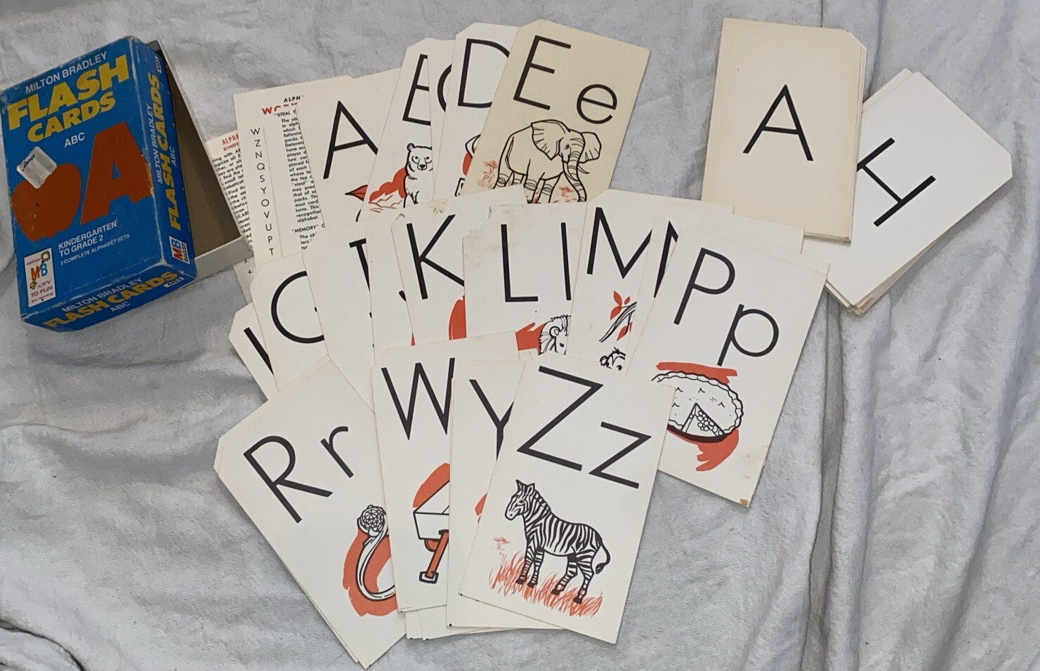 Milton Bradley Flash Cards ABC Vintage. One Bitten One Dirty See Description