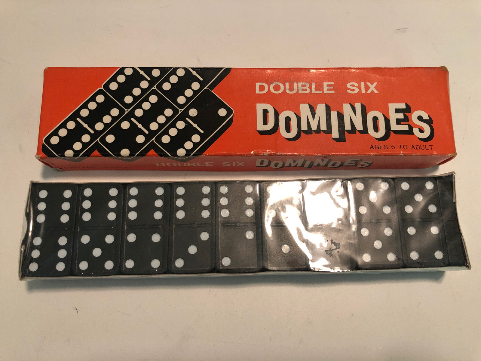 Vintage Double Six Dominoes 1 Pack 28 Pieces in Orange Unopened Box Sealed
