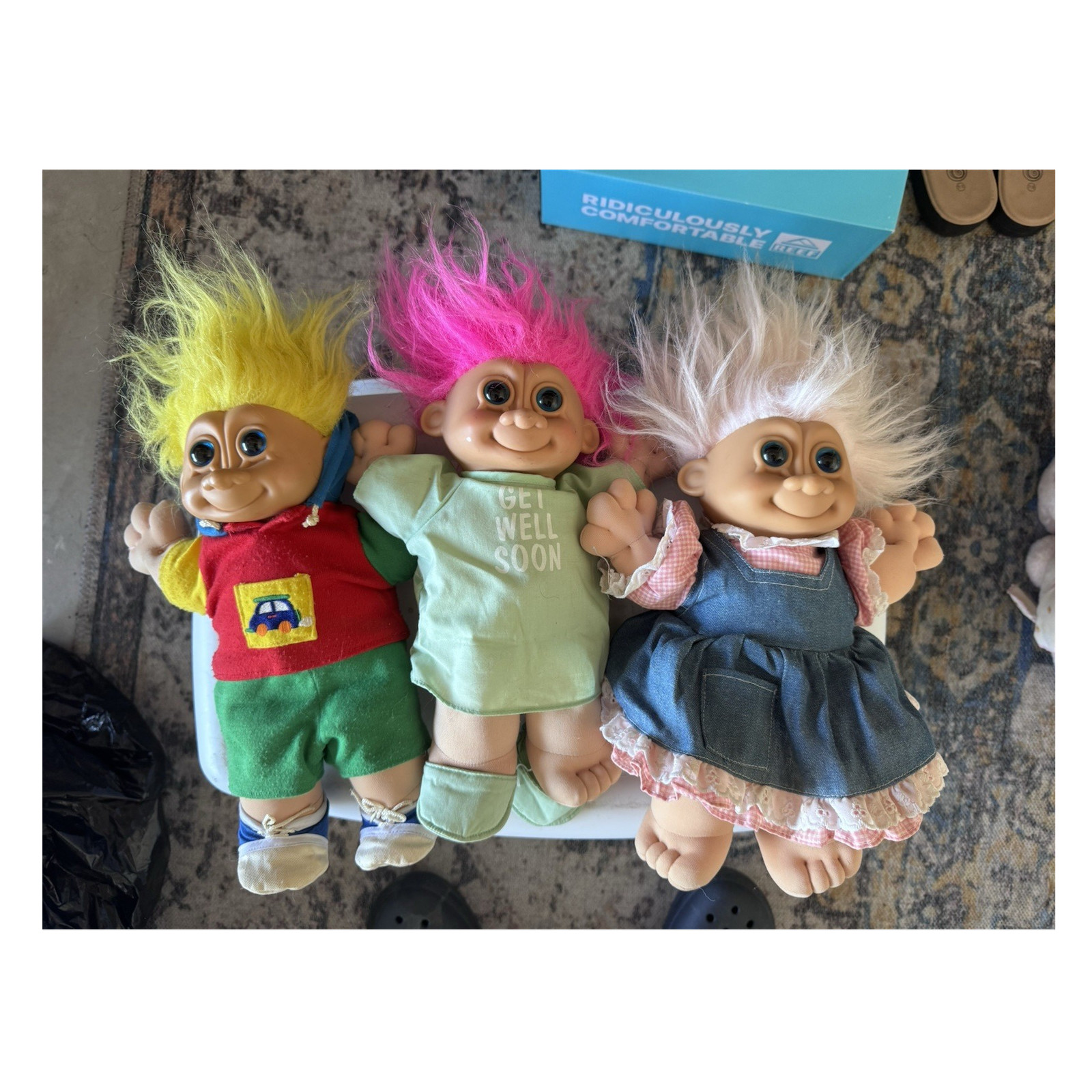 Vintage Troll Dolls Lot of 3 Colorful Hair and Outfits Ages 4-7 8-11 Years