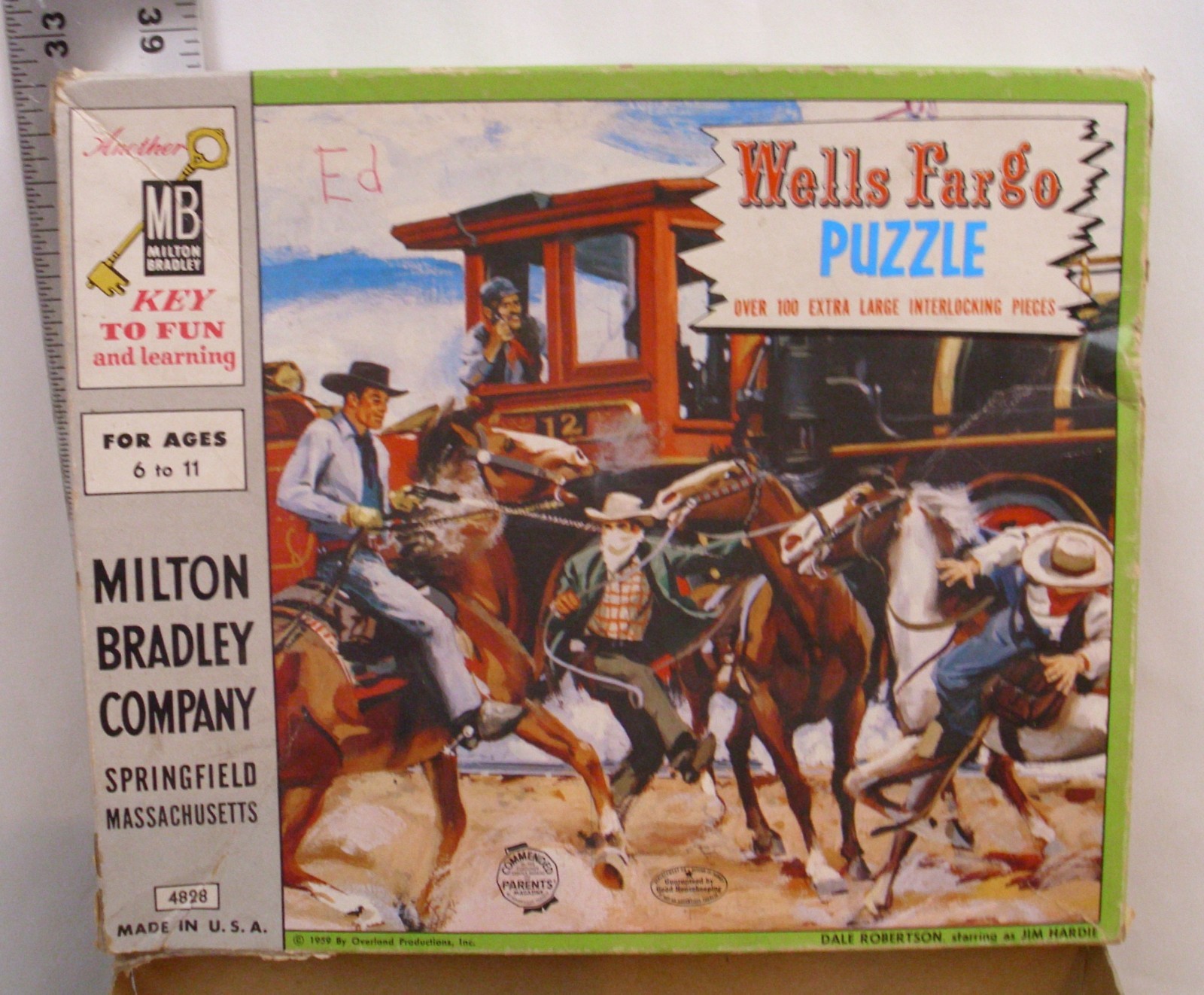 OFFICIAL TALES OF WELLS FARGO TRAIN HOLD UP PUZZLE 1959 BOXED