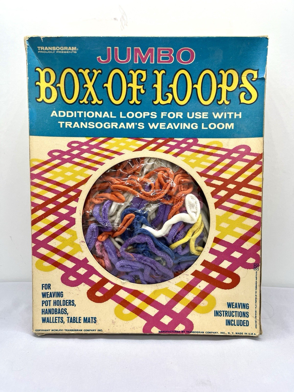 Vintage Transogram Whiting Adjustable Weaving Loom + Jumbo Box of Loops Set