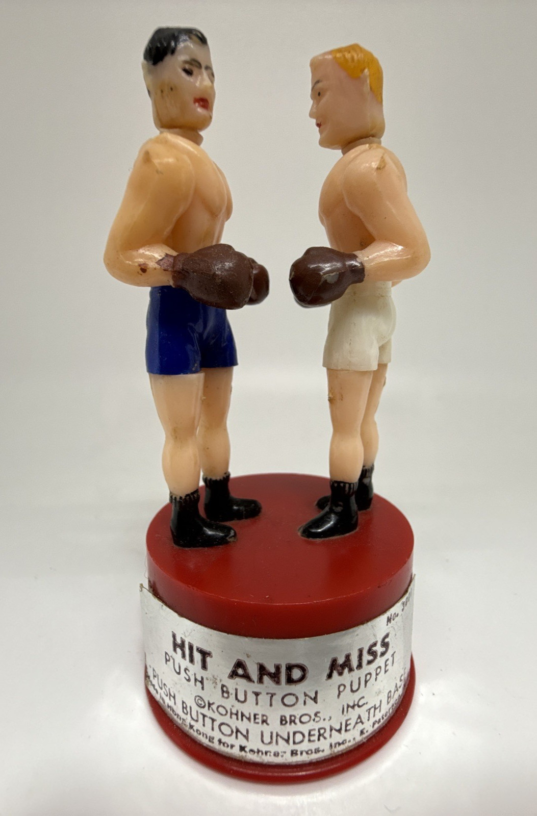 Kohner Bros Brothers Inc Hit And Miss Push Button Puppet Boxing Toy Vintage