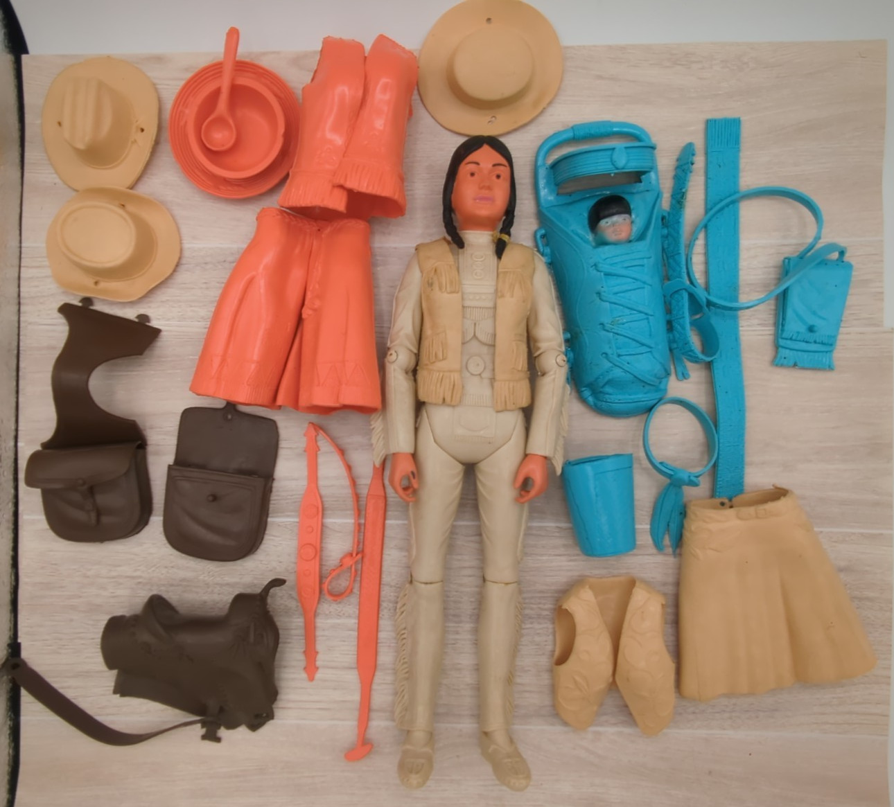Vintage Marx Johnny West – Princess Wildflower Indian/Native Doll w/ Accessories