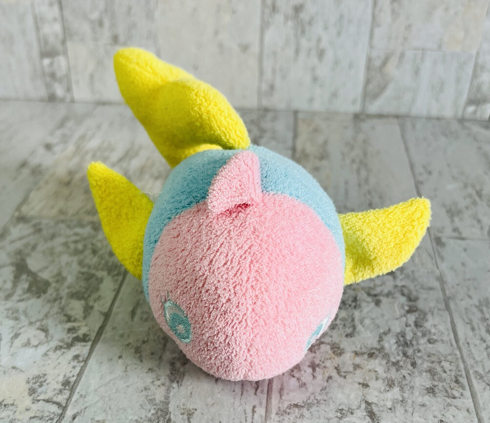 Gund Pastel Whale Fish Terrycloth Stuffed Animal Pink Blue Yellow Plush 1982