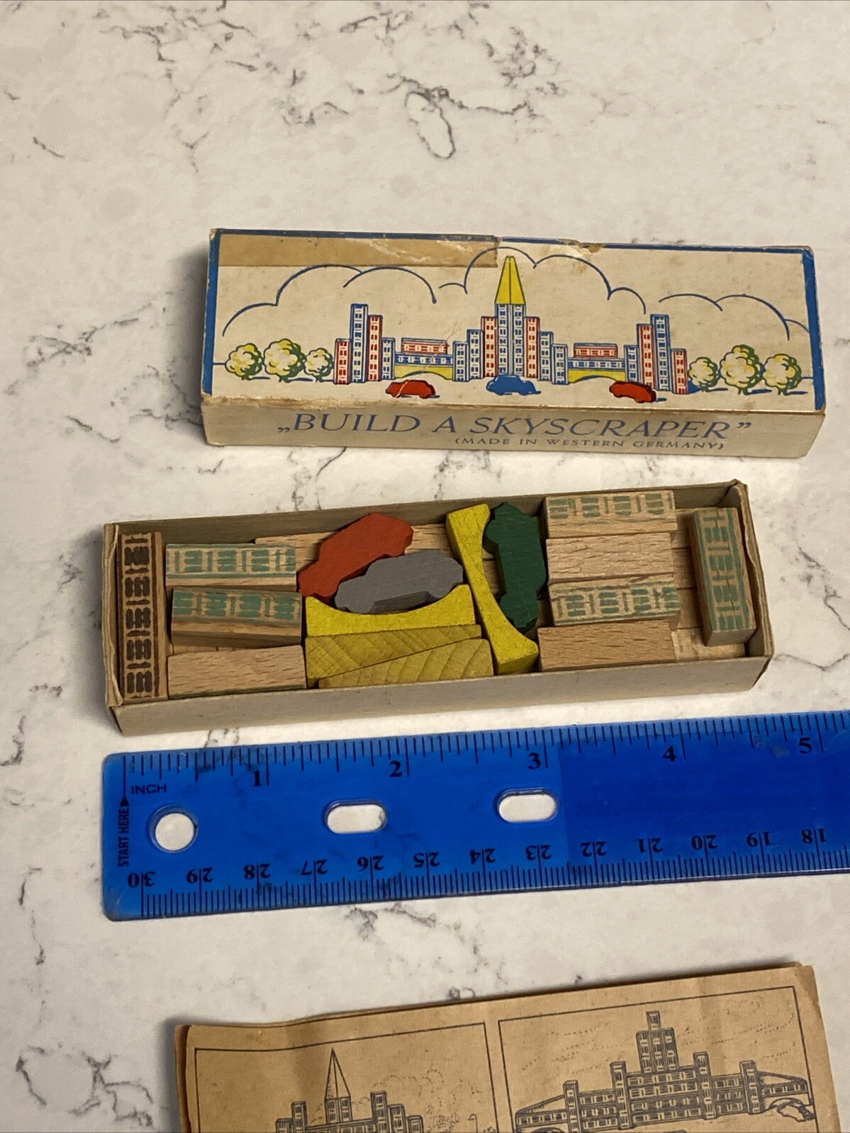 Vintage West Germany Small Wood Toys Build A Skyscraper X1
