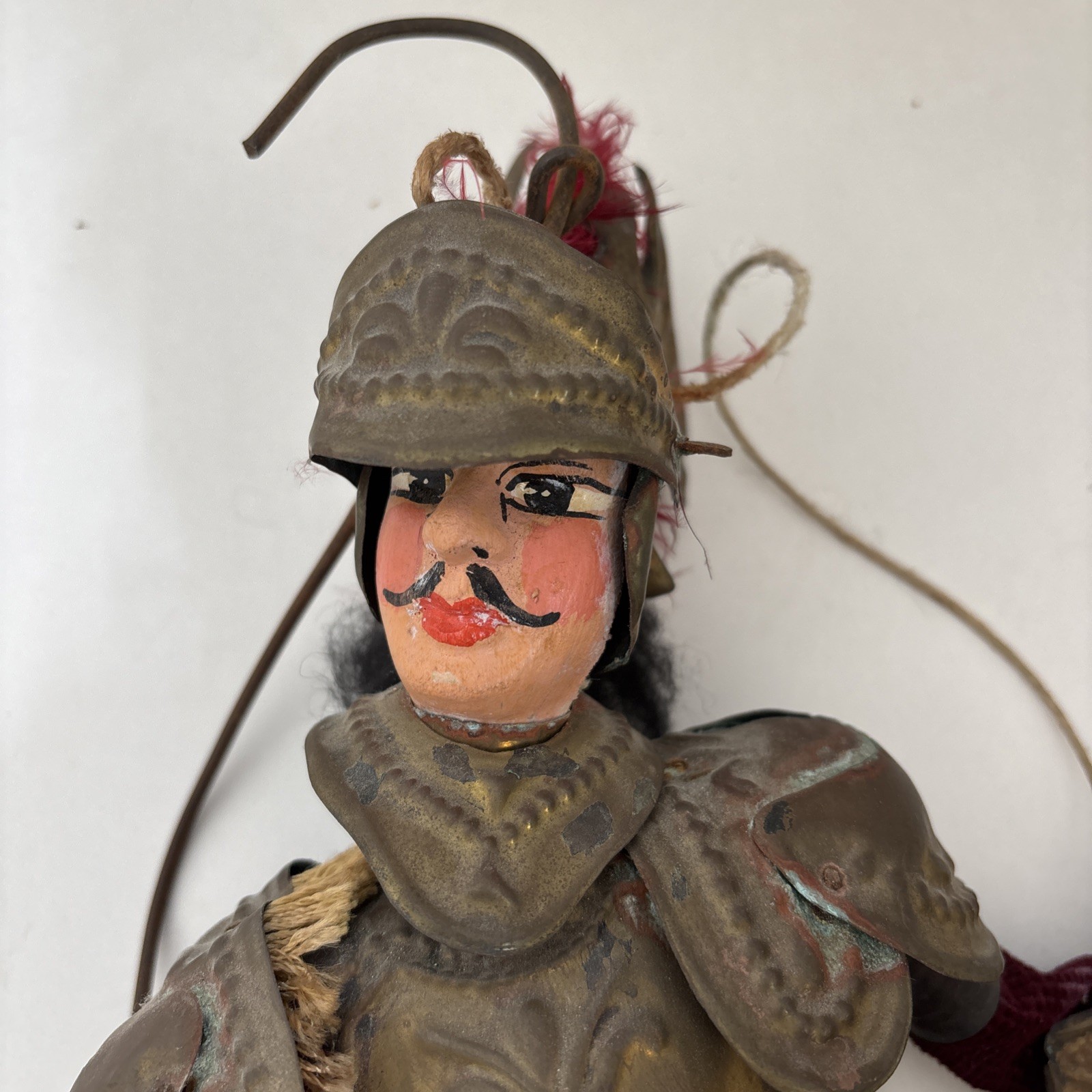Vintage Antique Handmade Knight Italian Sicilian Puppet Marionette Metal Armor