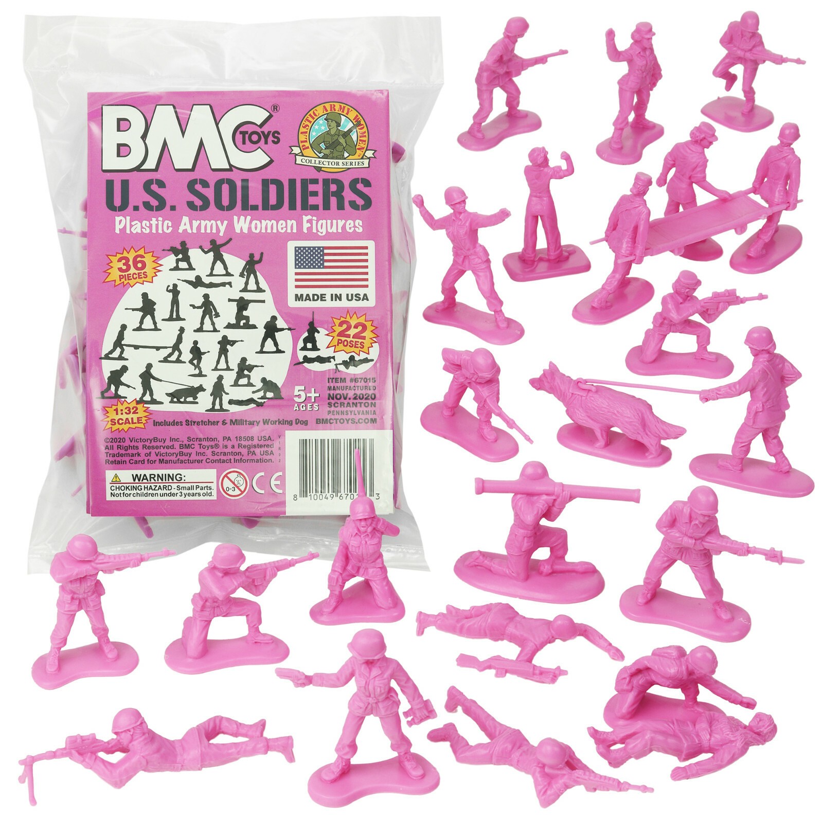 BMC pink army women bag of 1/32 toy soldiers