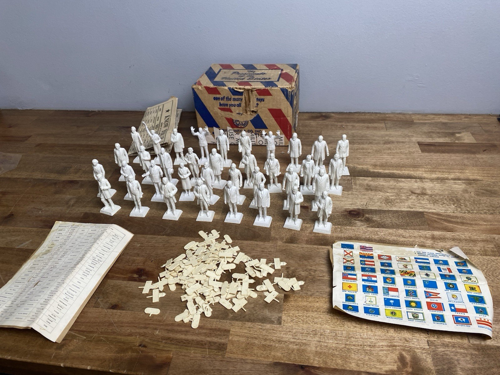 Vintage Marx Presidents United States Figures 36 Unpainted with Box