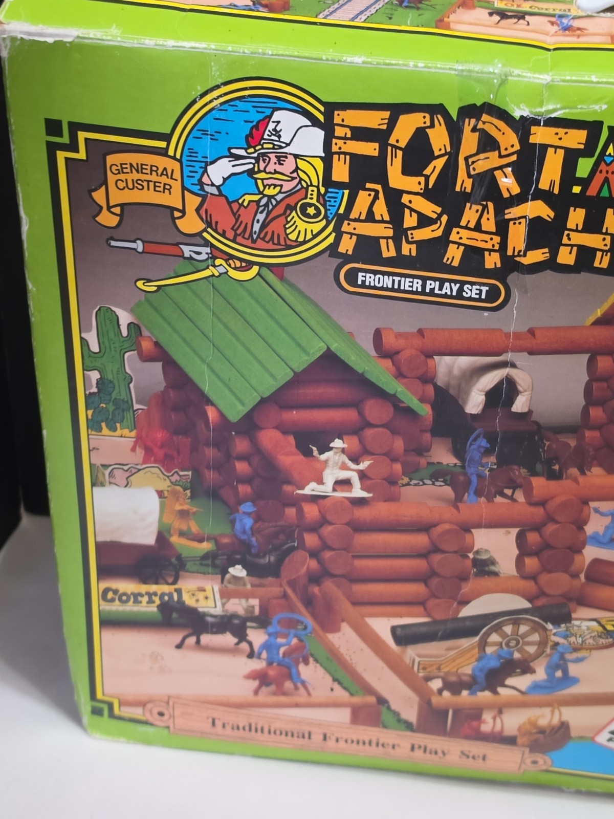Fort Apache General Custer Frontier Play Set w/Floor Mat 1992 Log Cabin Building