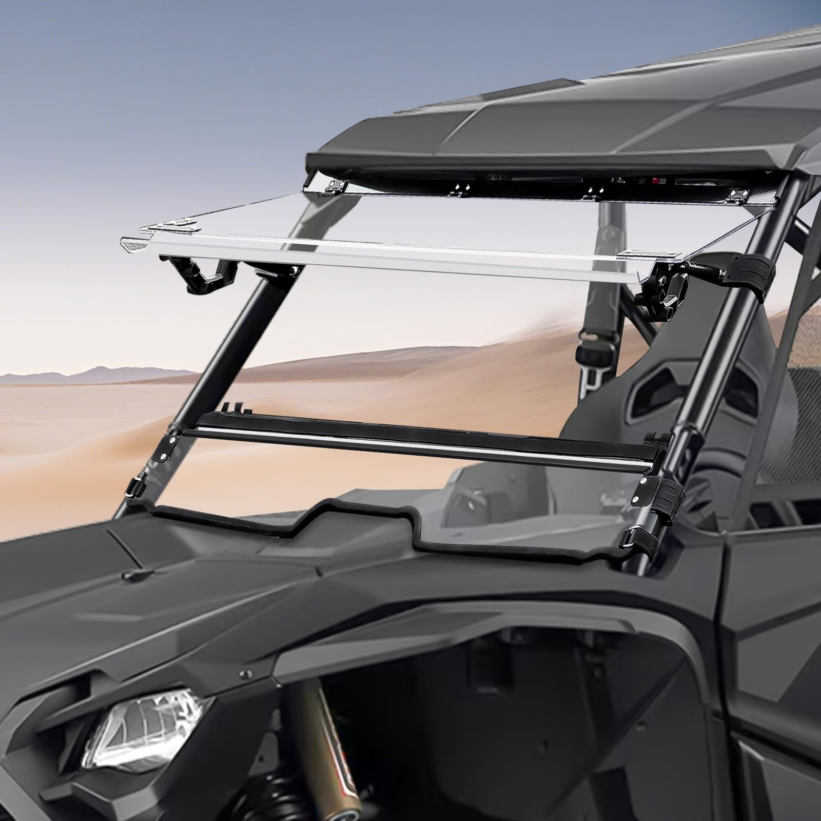 Talon 1000 Flip Up Windshield, Scratch Resistant 1/5″ Hard-Coated Poly 3-IN-1…