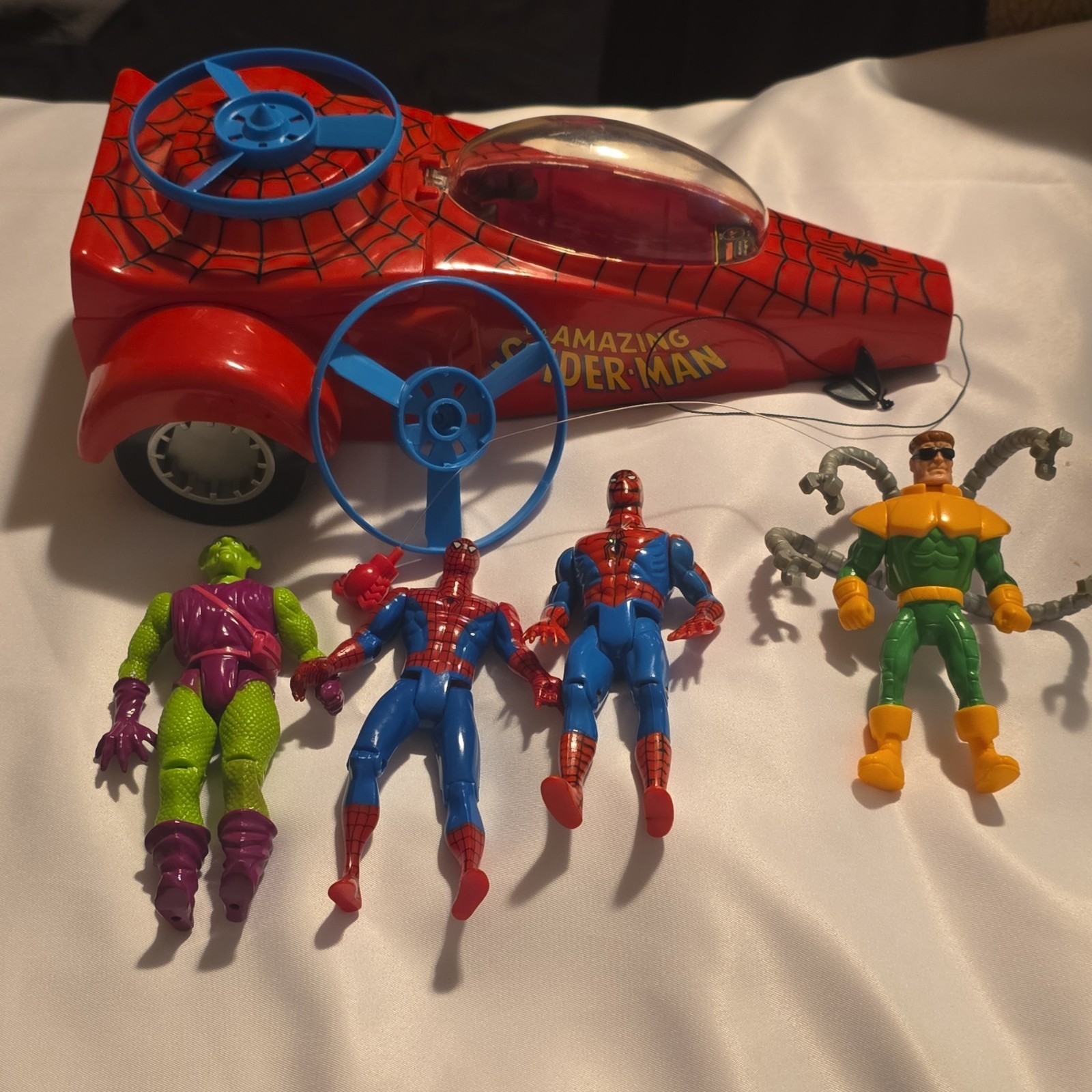 Marvel 1990s Vintage Spider-Man Action Figures & Vehicle Set.