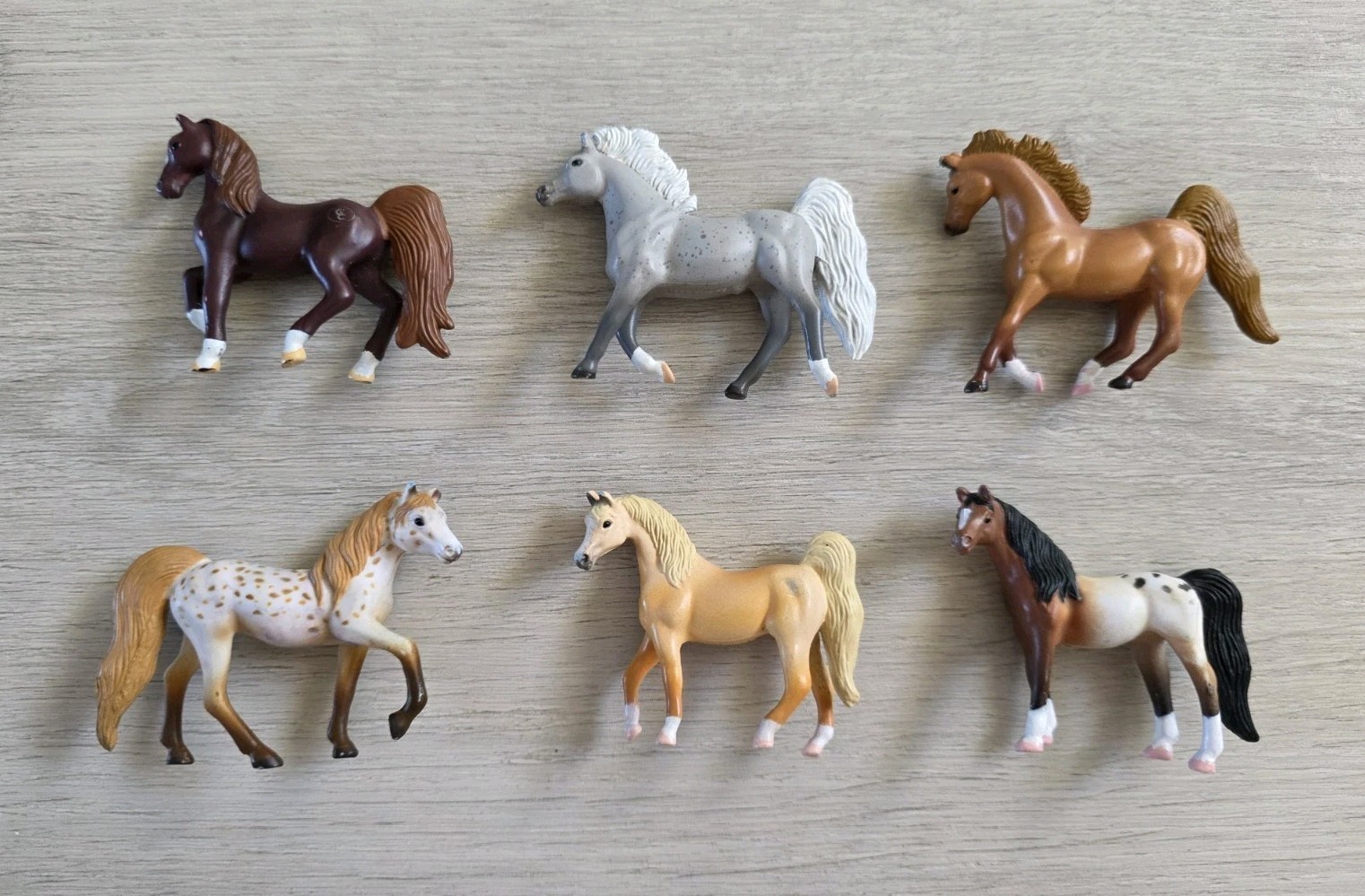 6 x 1996 EMPIRE HORSE BUNDLE OF FIGURES small toys GREY / BROWN / TAN / WHITE