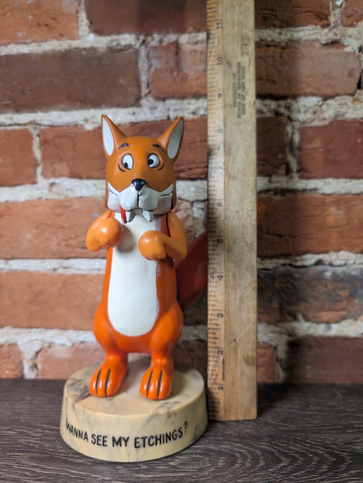 VINTAGE 1971 Goofy Grams by Dakin Hong Kong Fox WANNA SEE MY ETCHINGS Figure