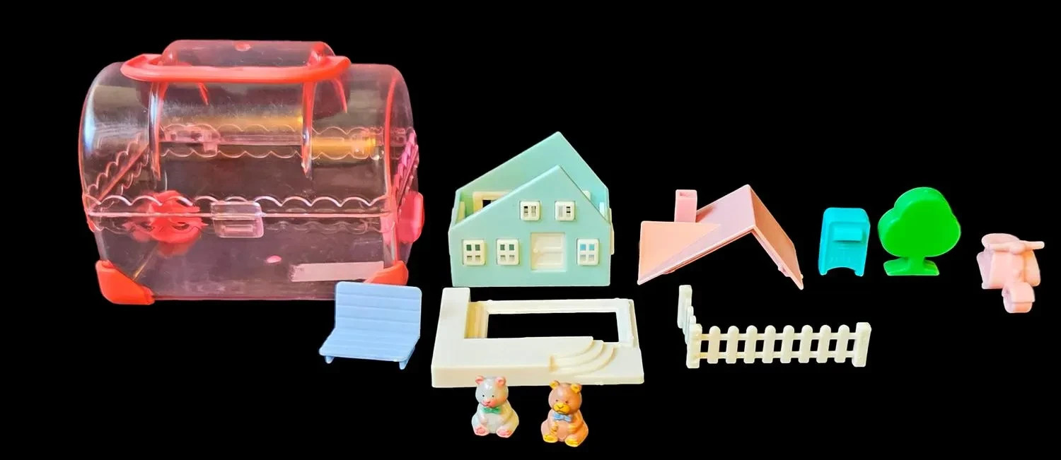 Vintage Teddy’s World Wonderland Playground Tiny Playset w/ Pink Case