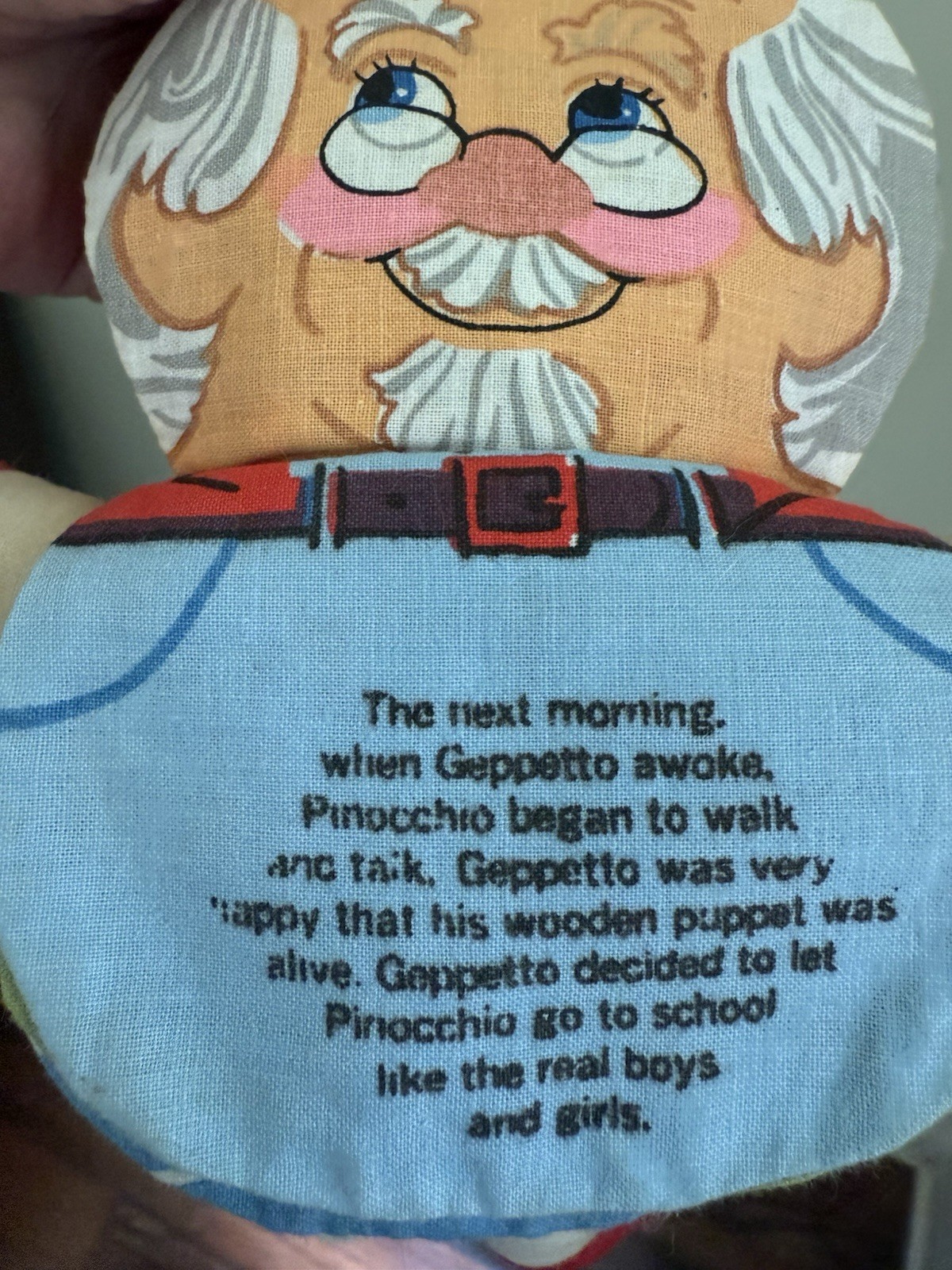 Vtg 1970s Flip A Face Fairytale Story Plush doll: Pinocchio