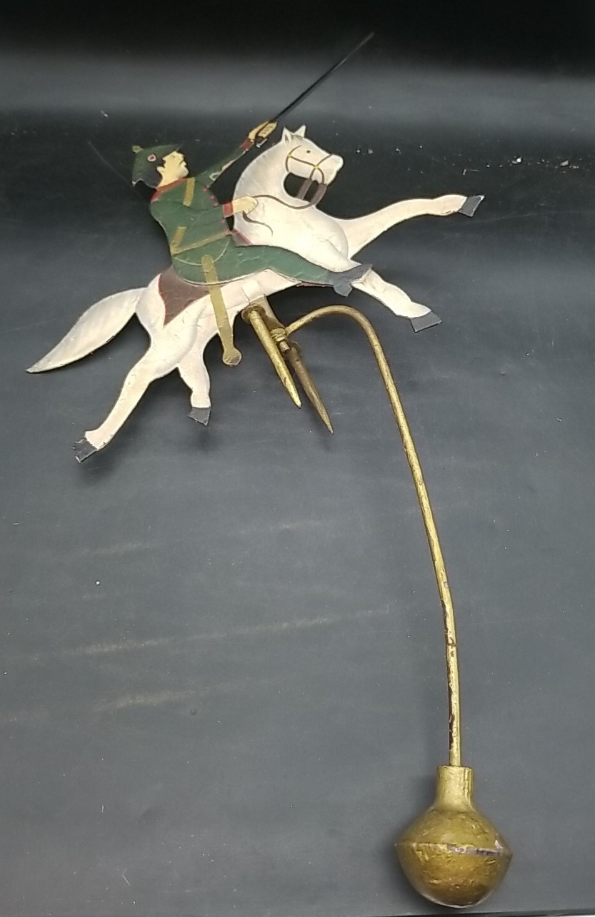 Sky Hook Pendulum Balance Toy Articulated Soldier w/ Sword On Horse Vtg