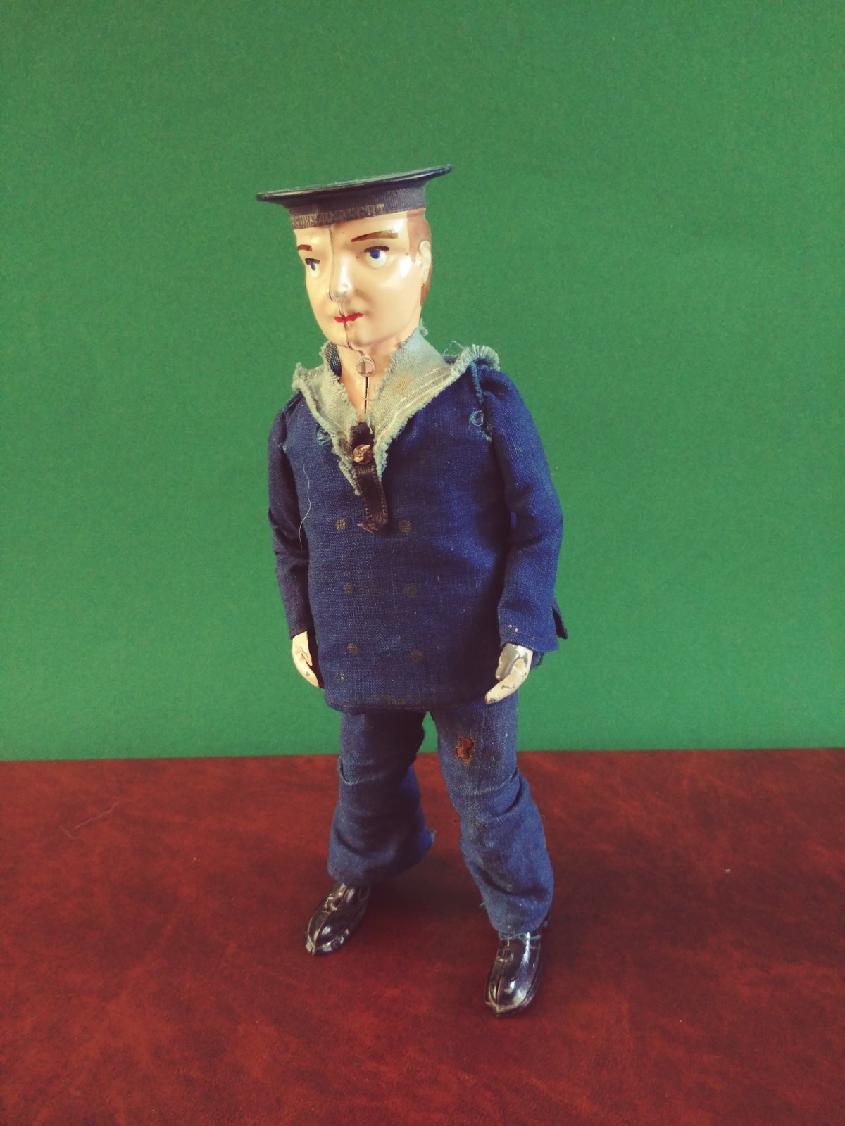 c.1903 Lehmann EPL 535 Tin Wind-up Dreadnought Dancing Sailor Tinplate w/ Or Box