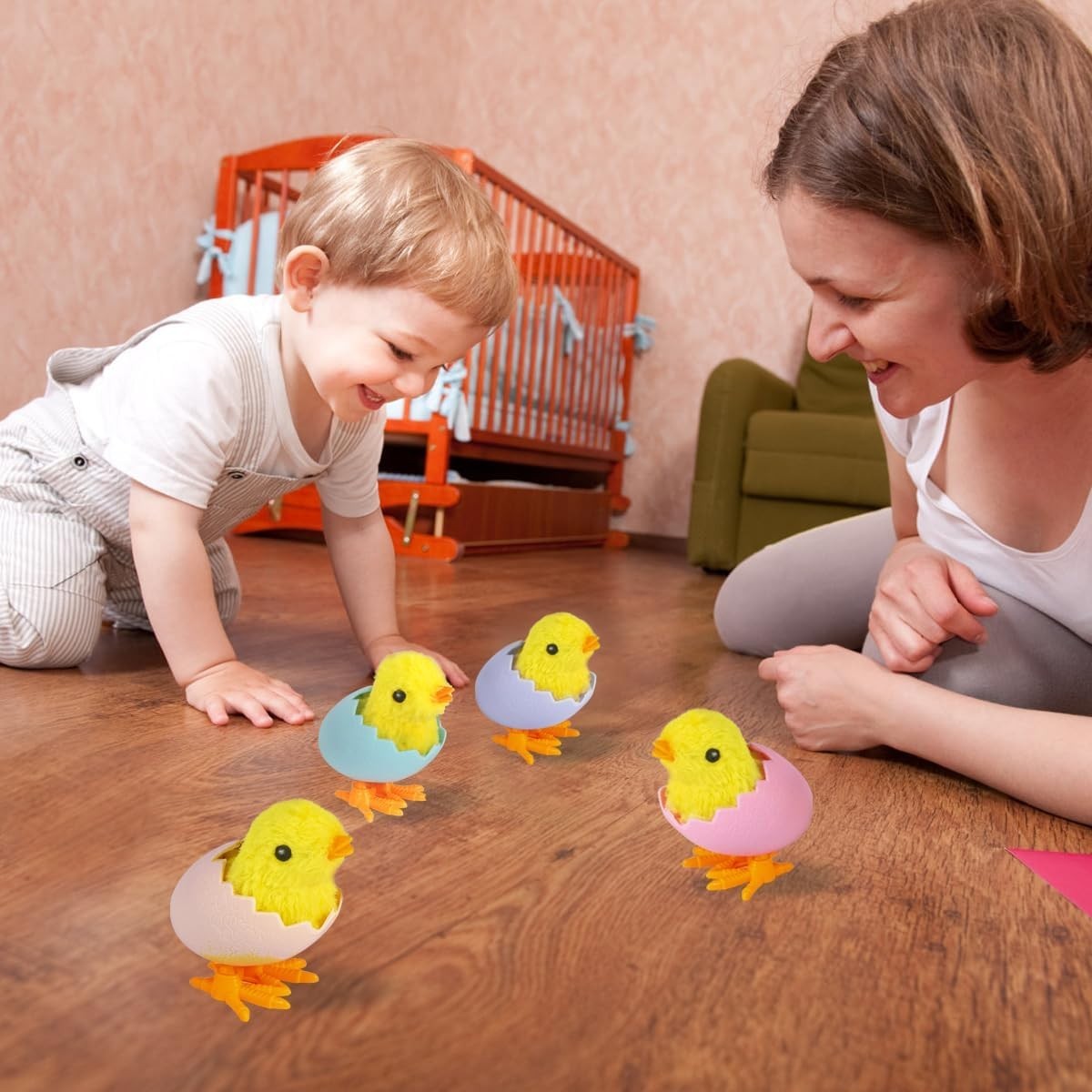 Chick Bunny Wind Up Toys for Kids, 4 PCS Clockwork Novelty Jumping Hopping To…