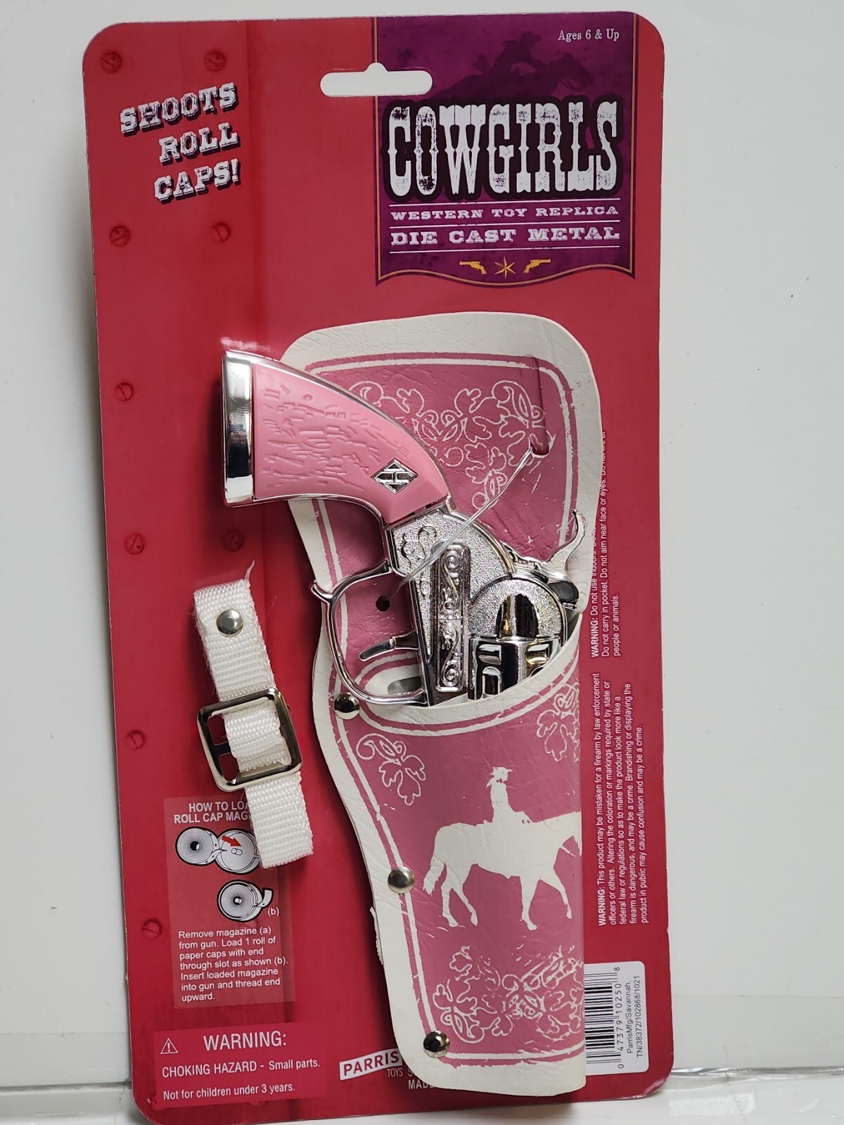 Parris Toys Cowgirls Western 8-shot Cap Gun Set – Silver and Pink