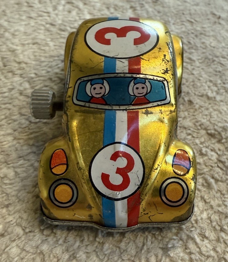 Vintage Kanto Toys Beetle Race Car Wind-Up Toy Works Great!