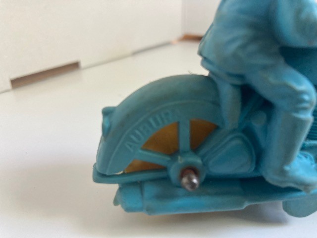 1950’s Vintage Auburn Rubber Motorcycle Toy Lot Red & Light Blue – Yellow Tires