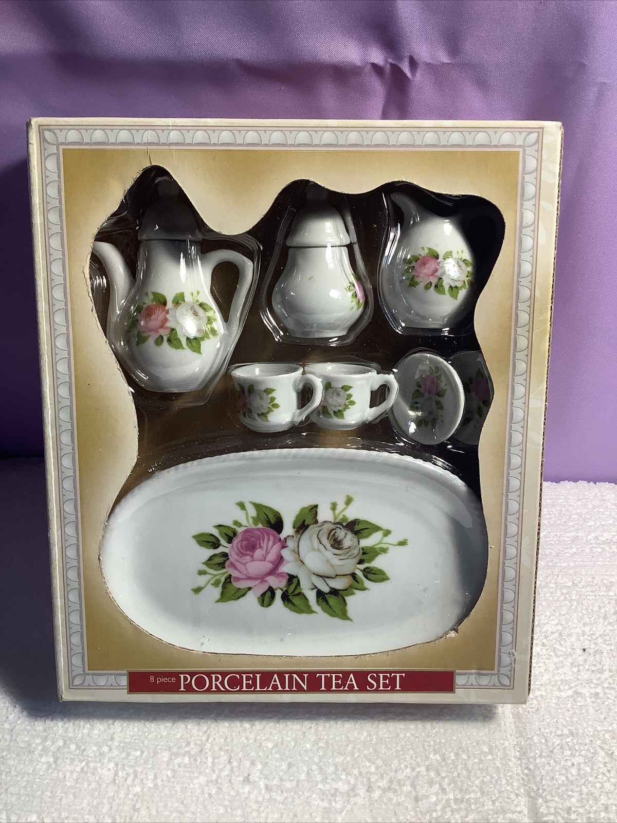 PORCELAIN FLORAL PARTY TEA SET FOR CHILDS MINIATURE BY GREENBRIER INT’L INC.