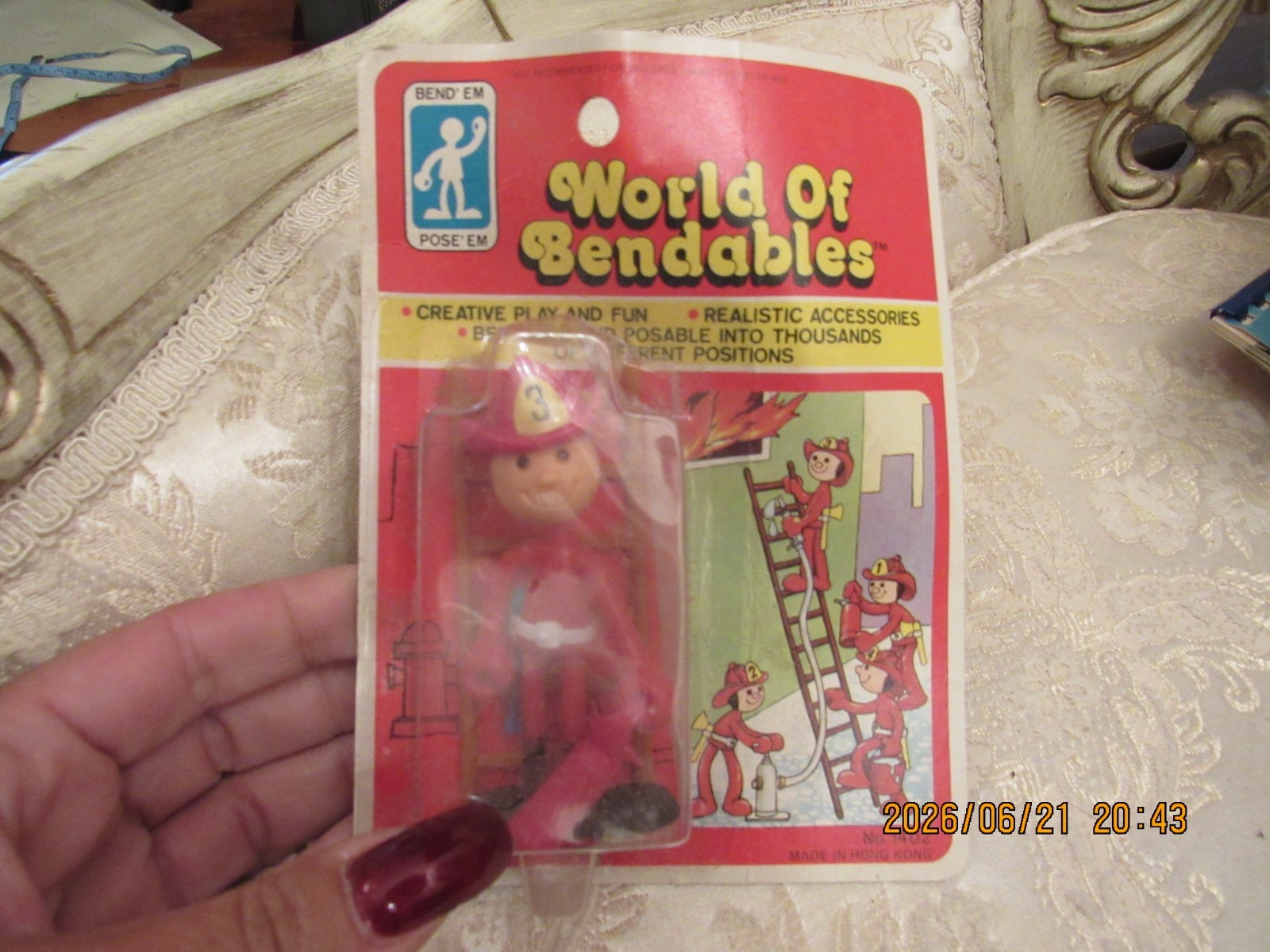 VTG 1977 GLT Toy World of Bendables Fireman