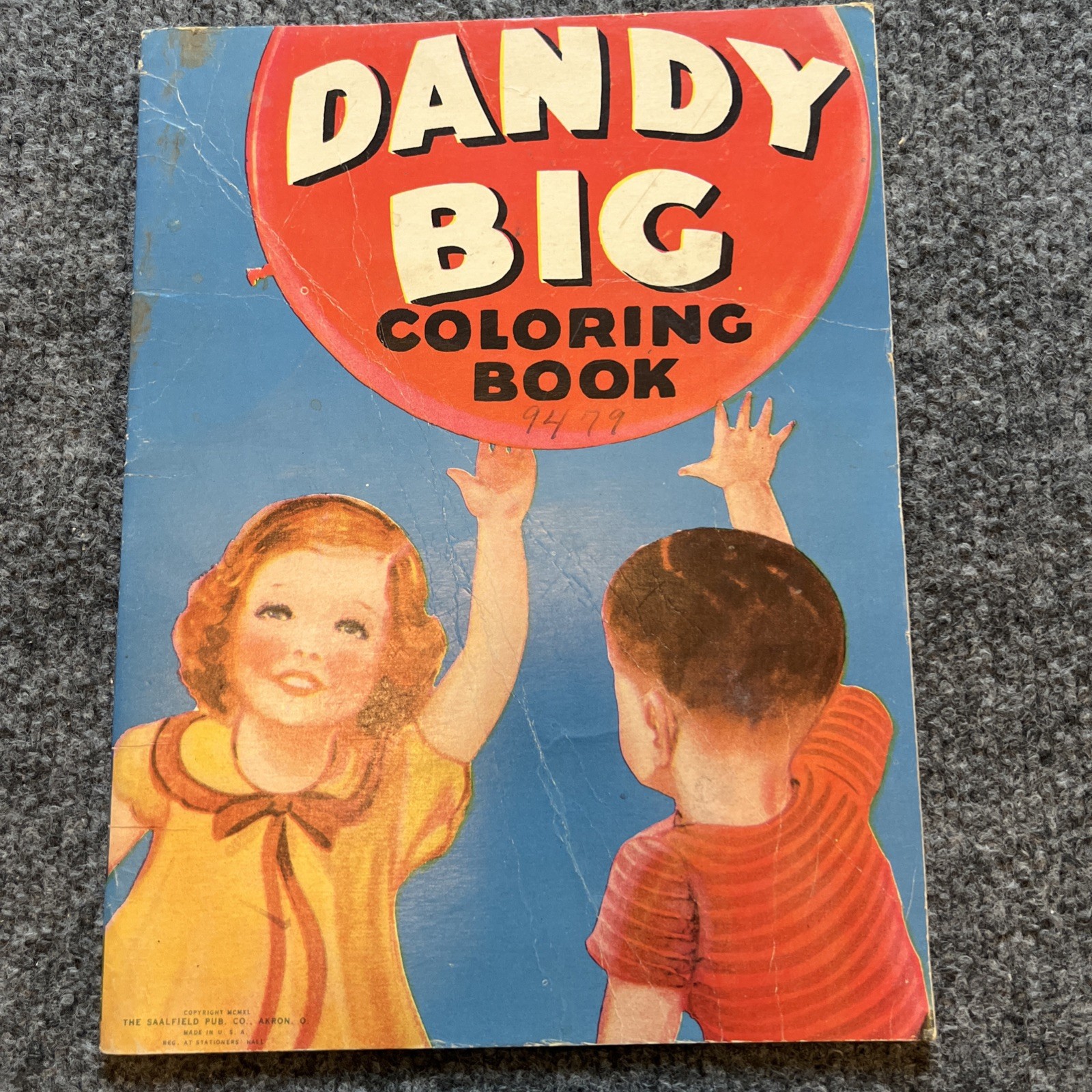 Dandy Big Coloring Book Saalfield Publishing 1940 Children’s VTG Paper