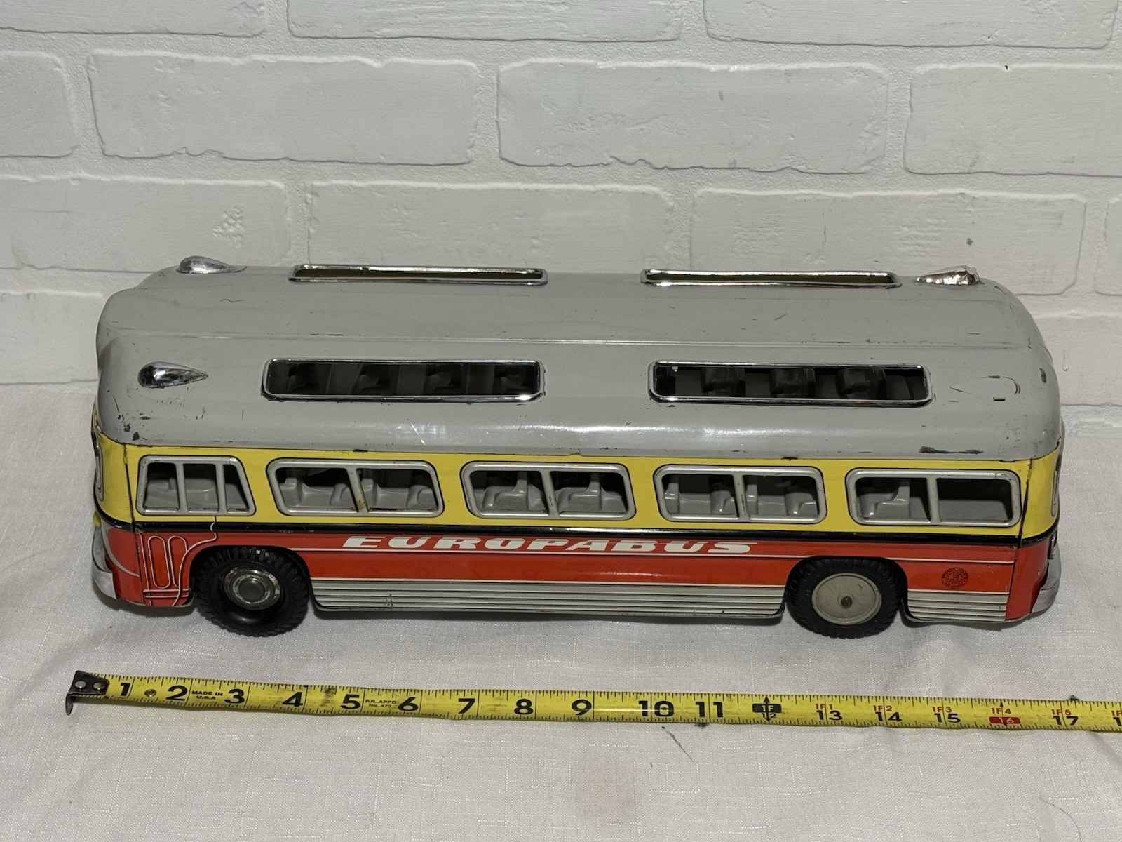 Joustra Jouets Europabus Bus Tin Large 17” Made in France Battery Powered RARE