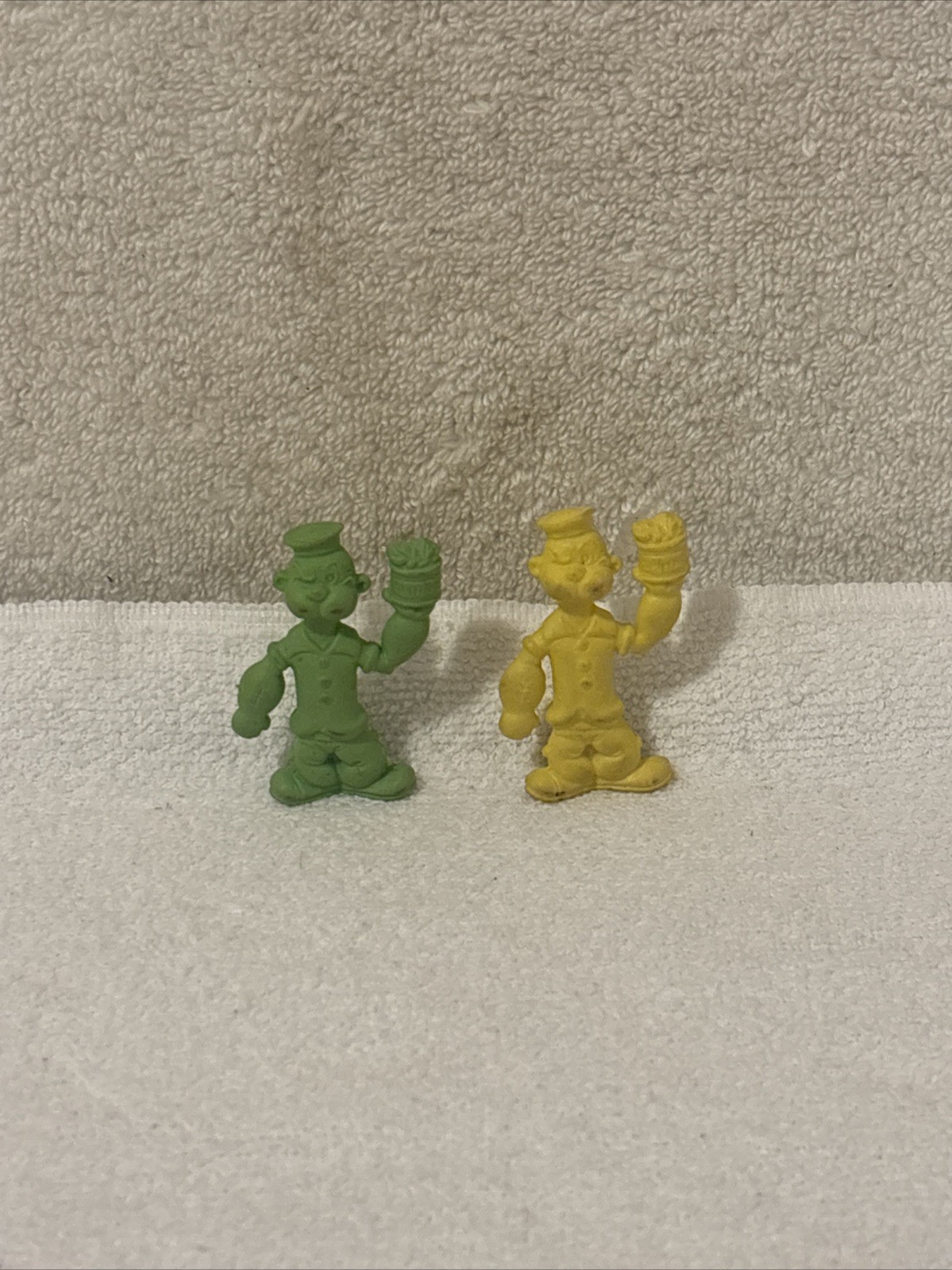 (2) Vintage 1980 2.5″ Popeye Yellow/ Green Rubber Figures K.F.S. King Features