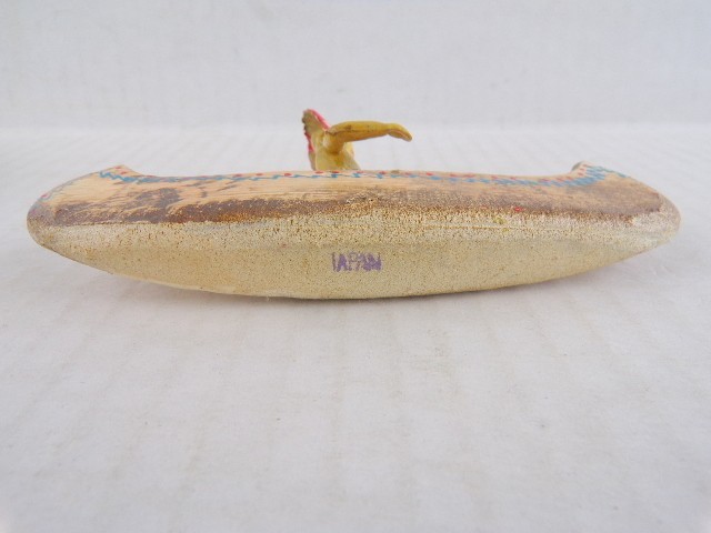 Vintage Indian in Canoe Souvenir Toy with Original Box Japan