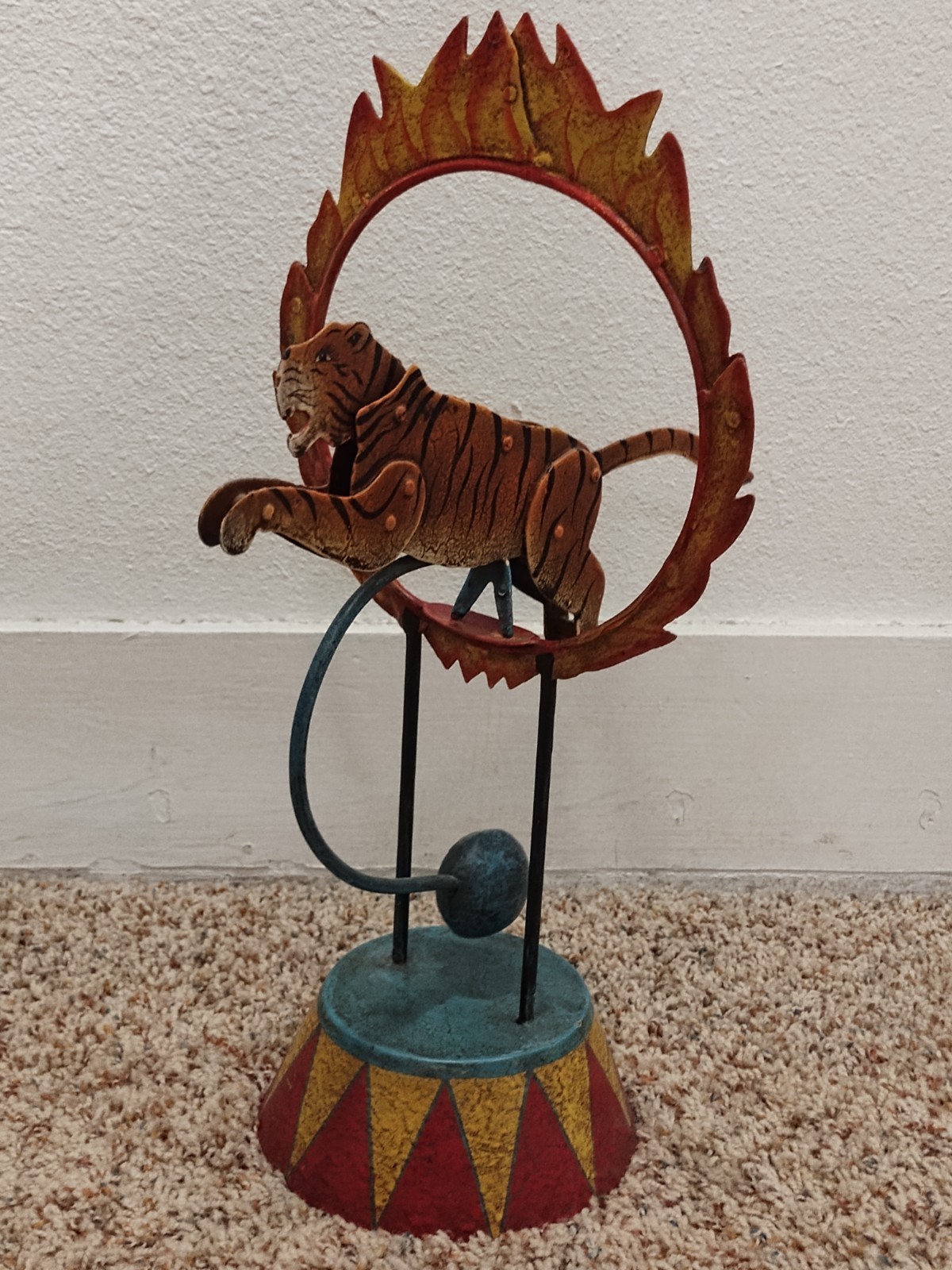 Ring of Fire Circus Tiger Hoop Balancing Rocker Tiger Vintage Toy Reproduction