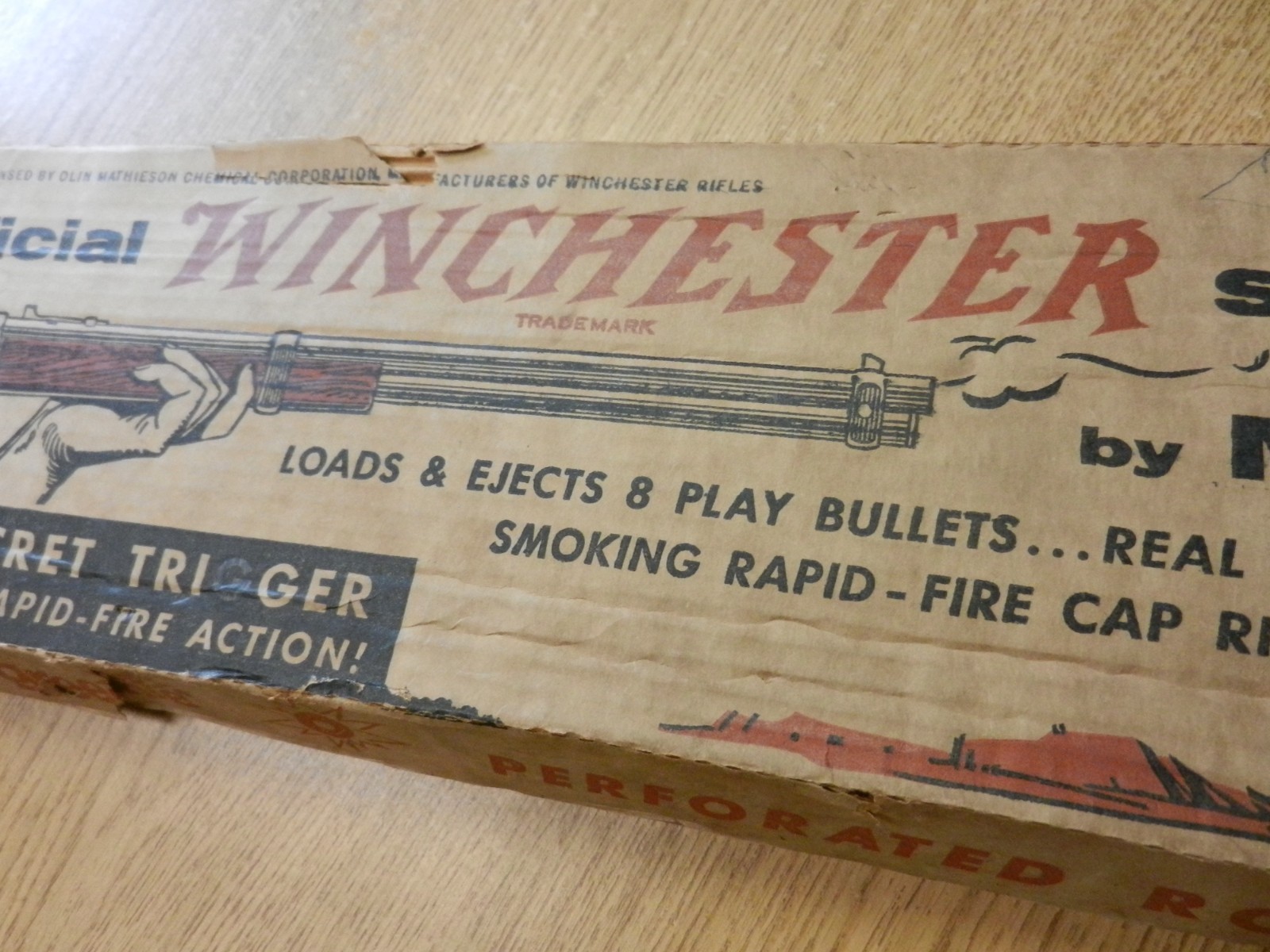 Mattel Toy Official Winchester Saddle Gun W/ Original Box Circa 1958 No Bullets