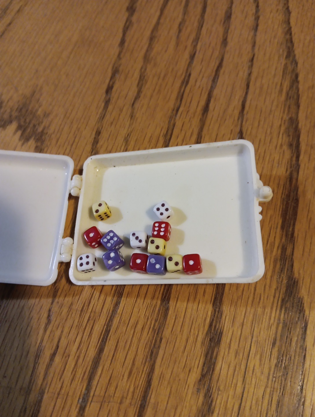 13 Tiny Mini Micro Dice. Vintage. Red Purple White Off White In Vintage Case