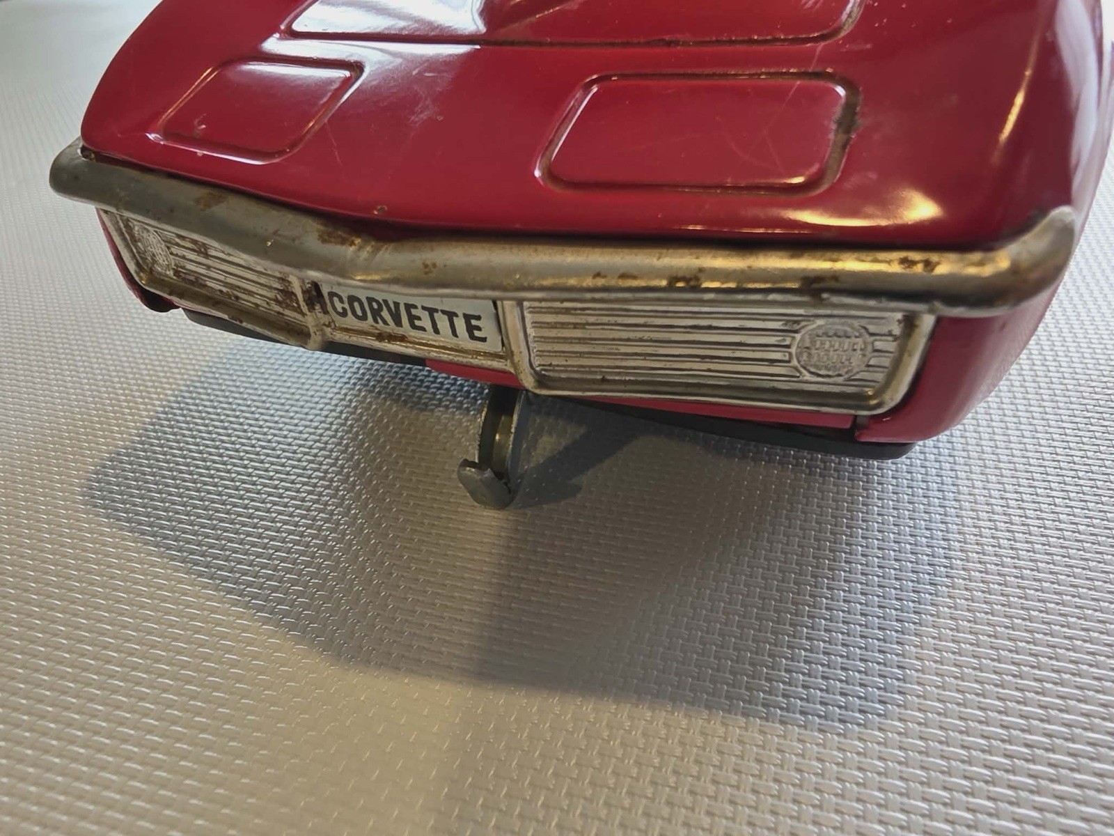 Vintage Red Tin Toy Car corvette Battery Operated Made in Japan Taiyo bump-n-go
