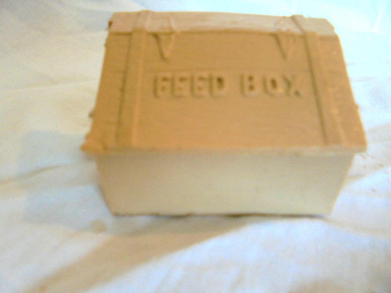 Vintage Western or Farm Playset Beige Plastic Toy Feed Box – Possibly Mark