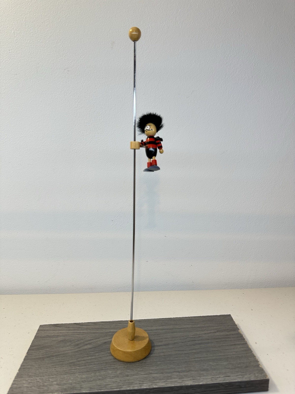 Vintage Wooden Dennis The Menace Pecking Toy On Metal Pole 16” Approx