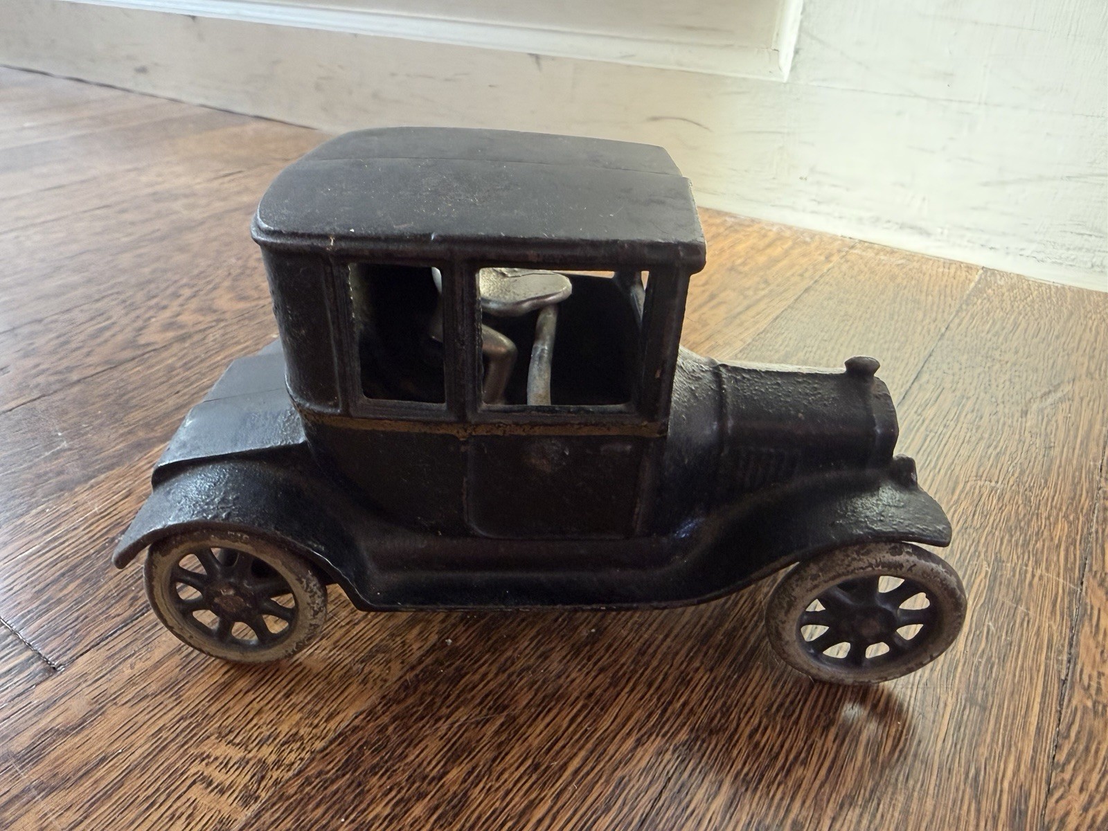 1920s Arcade Cast Iron Model T Ford Coupe Complete Vintage Toy Car with Driver