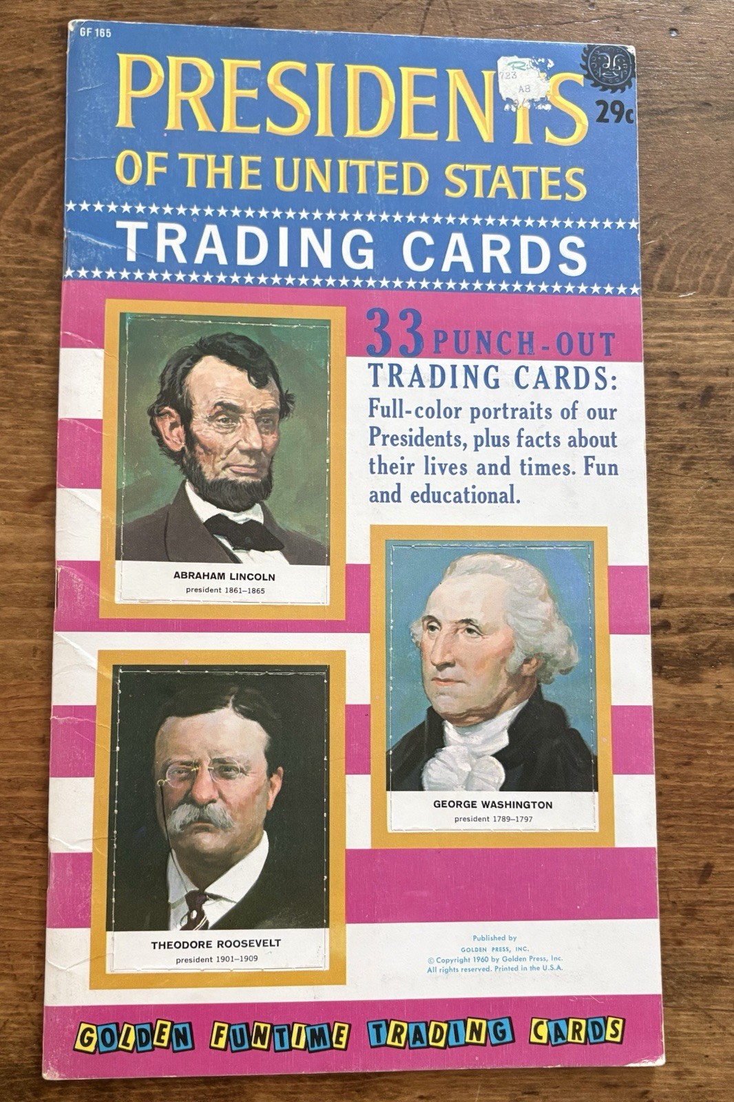 Vintage 1960 Golden Funtime Punch Out Book – Presidents Of US Trading Cards