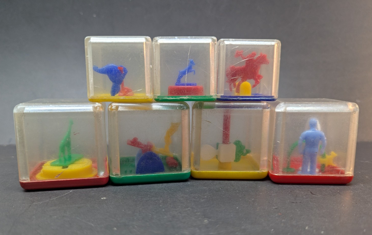 LOT OF 7 Kusan’s Koo Zoo Cubes Wild Animals Rattle Balls Airfix Puzzle Blocks