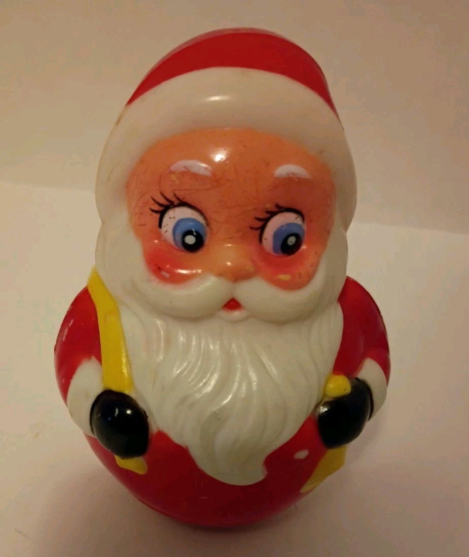 Vintage Christmas Kiddie Products Inc. Roly Poly Santa Claus Toy USA