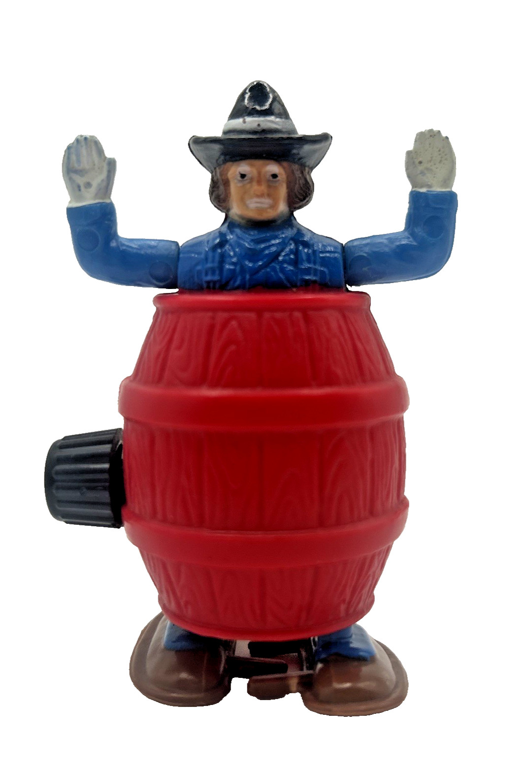 Vintage ERTL Wind-Up Cowboy in Barrel Vintage Toy Walking Collectible 3’