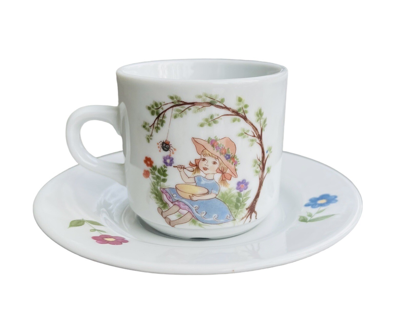 Kahla Tea Cup Set Germany Little Miss Muffet Nursery Rhyme Flink Pike Vintage
